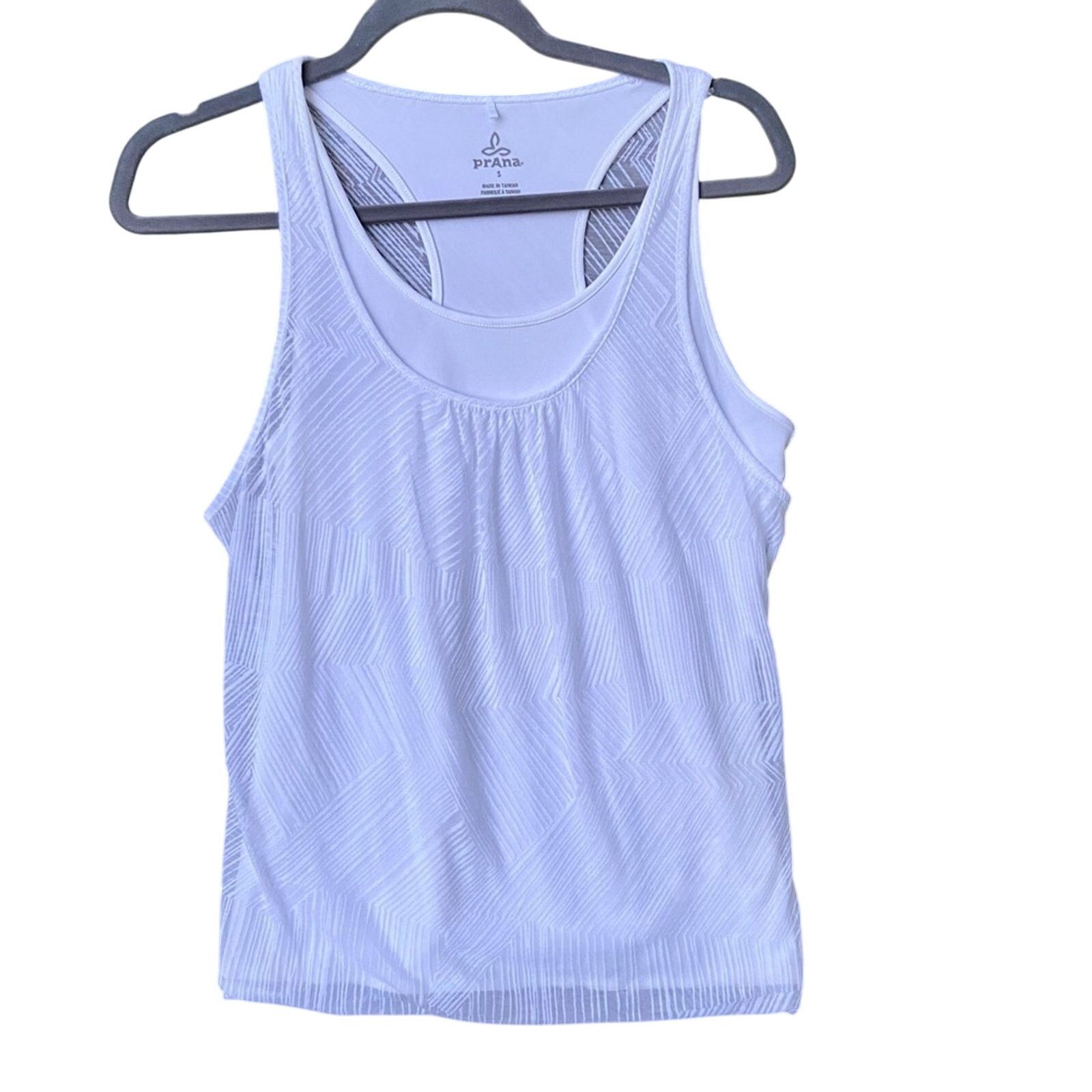 Prana New Prana Womens Small White Layered Athletic Tank Top Size S / US 4 / IT 40 - 1 Thumbnail