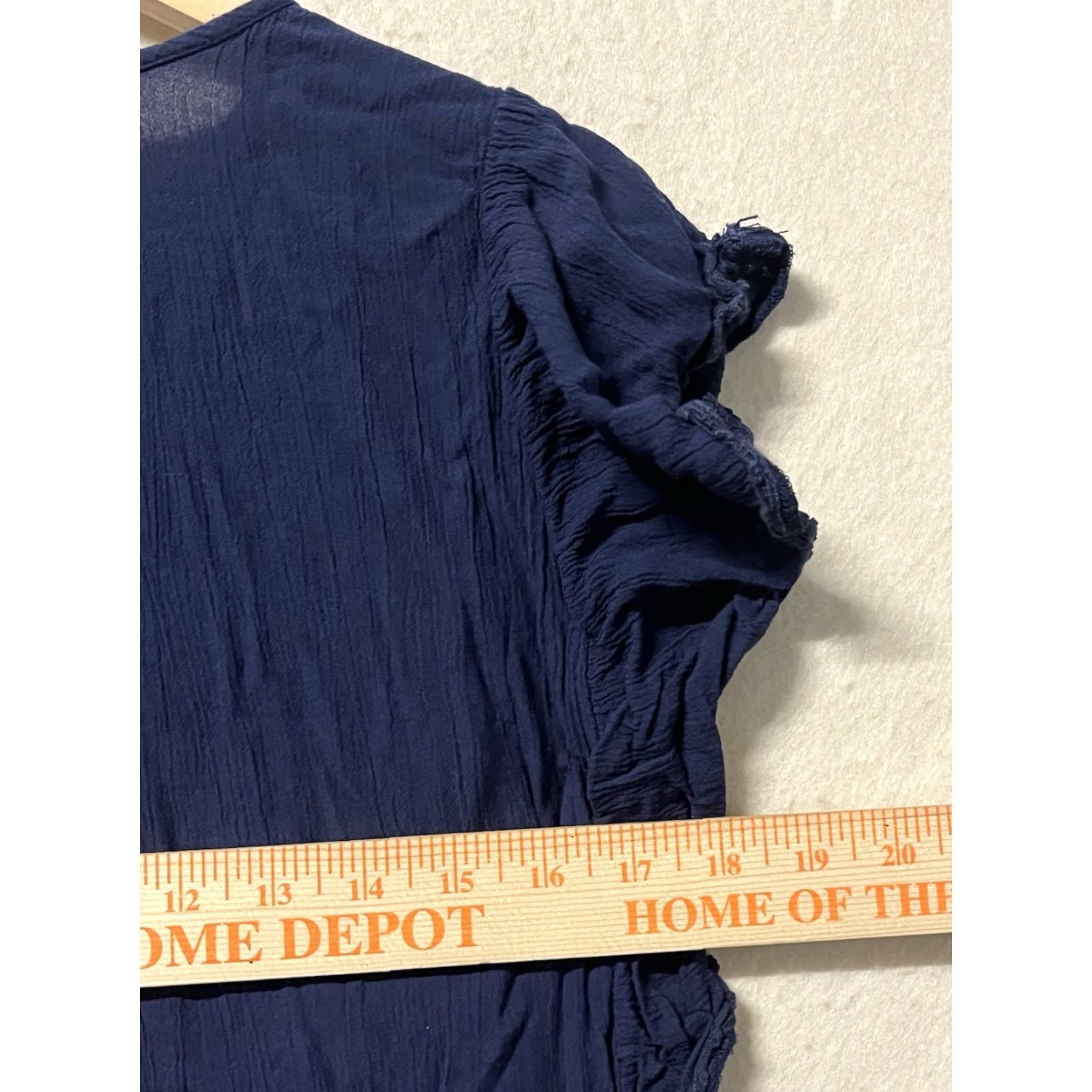 Vintage American Eagle Blouse Women M Navy Blue Embroidered Peasant Top Size M / US 6-8 / IT 42-44 - 3 Thumbnail