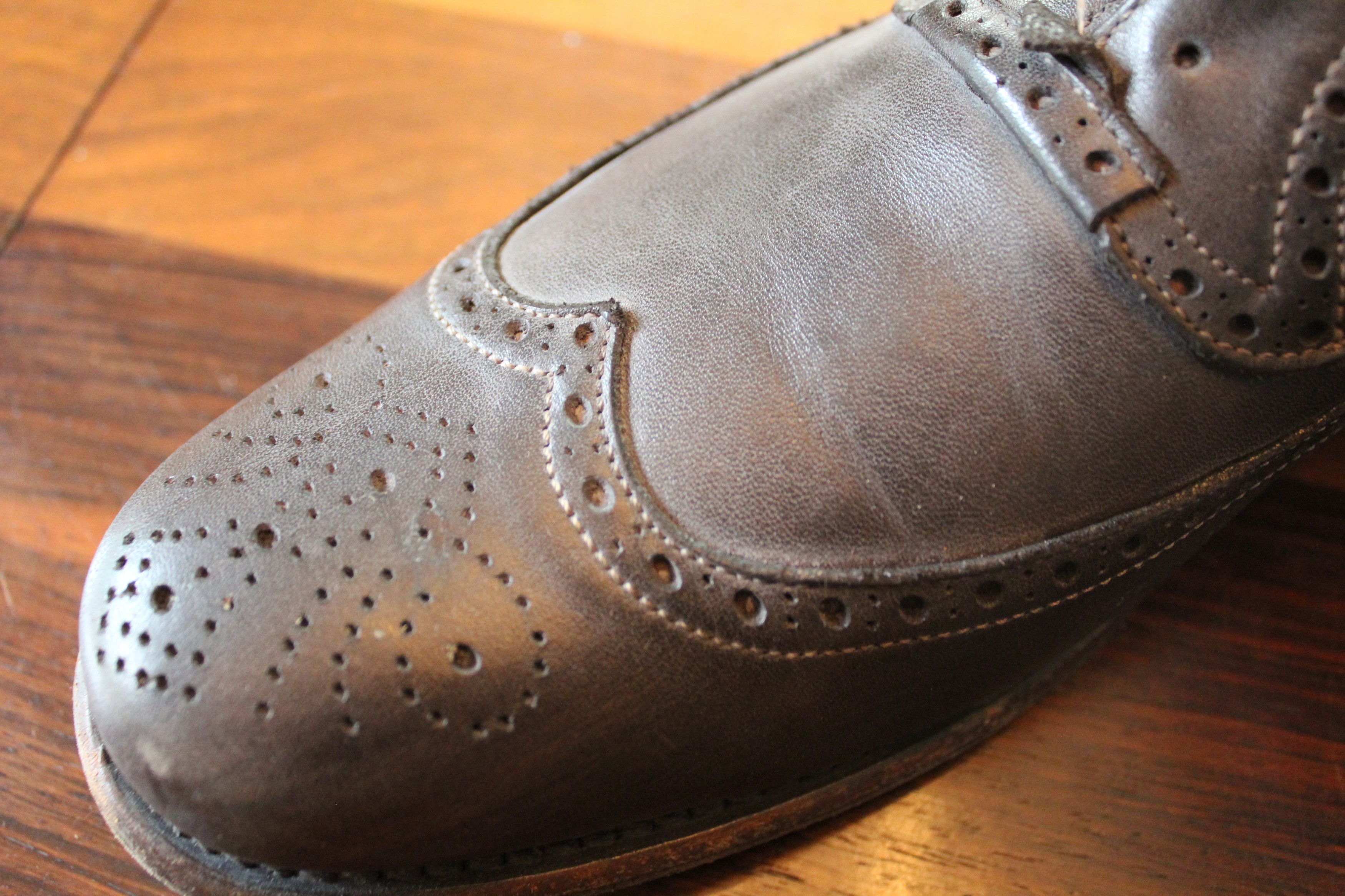John Varvatos Varvatos Collection Gunmetal Wingtip Slip-On – Made in Italy Size US 11 / EU 44 - 6 Thumbnail