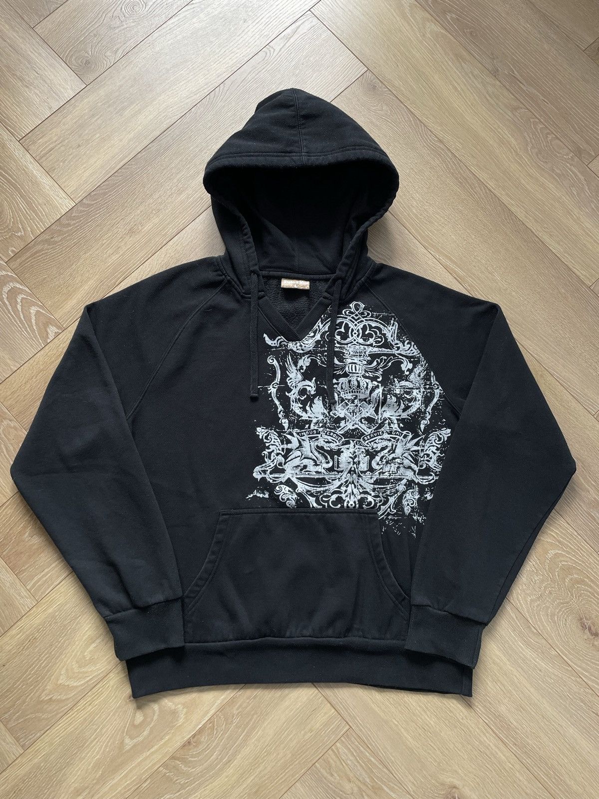 Affliction × Vintage Black Vintage Y2k Hoodie Avant Garde Affliction Cyber Tribal Size US M / EU 48-50 / 2 - 1 Thumbnail