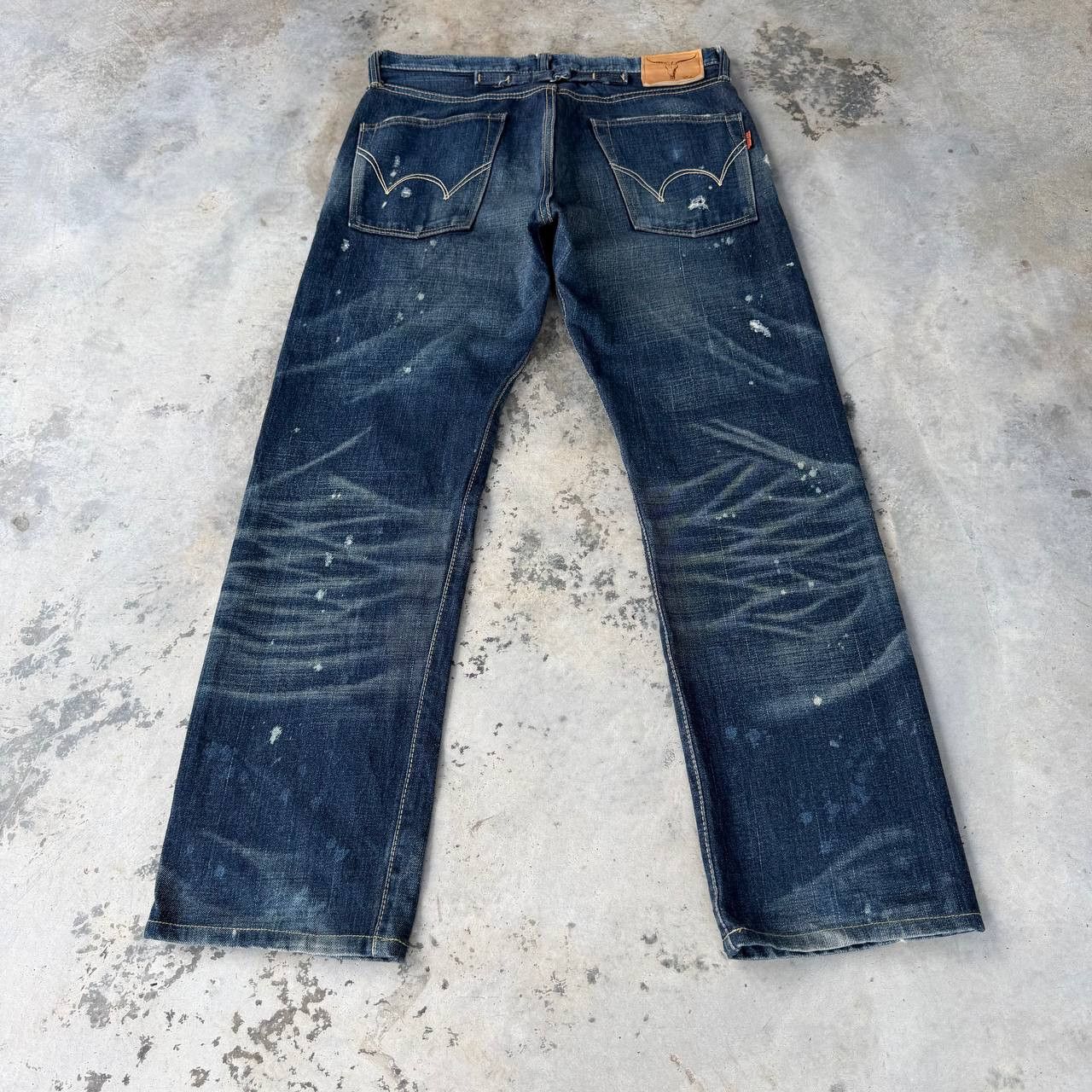 Edwin VINTAGE EDWIN 505ZX BUCKLE BACK REDLINE DISTRESSED HONEYCOMB Size US 30 / EU 46 - 15 Thumbnail