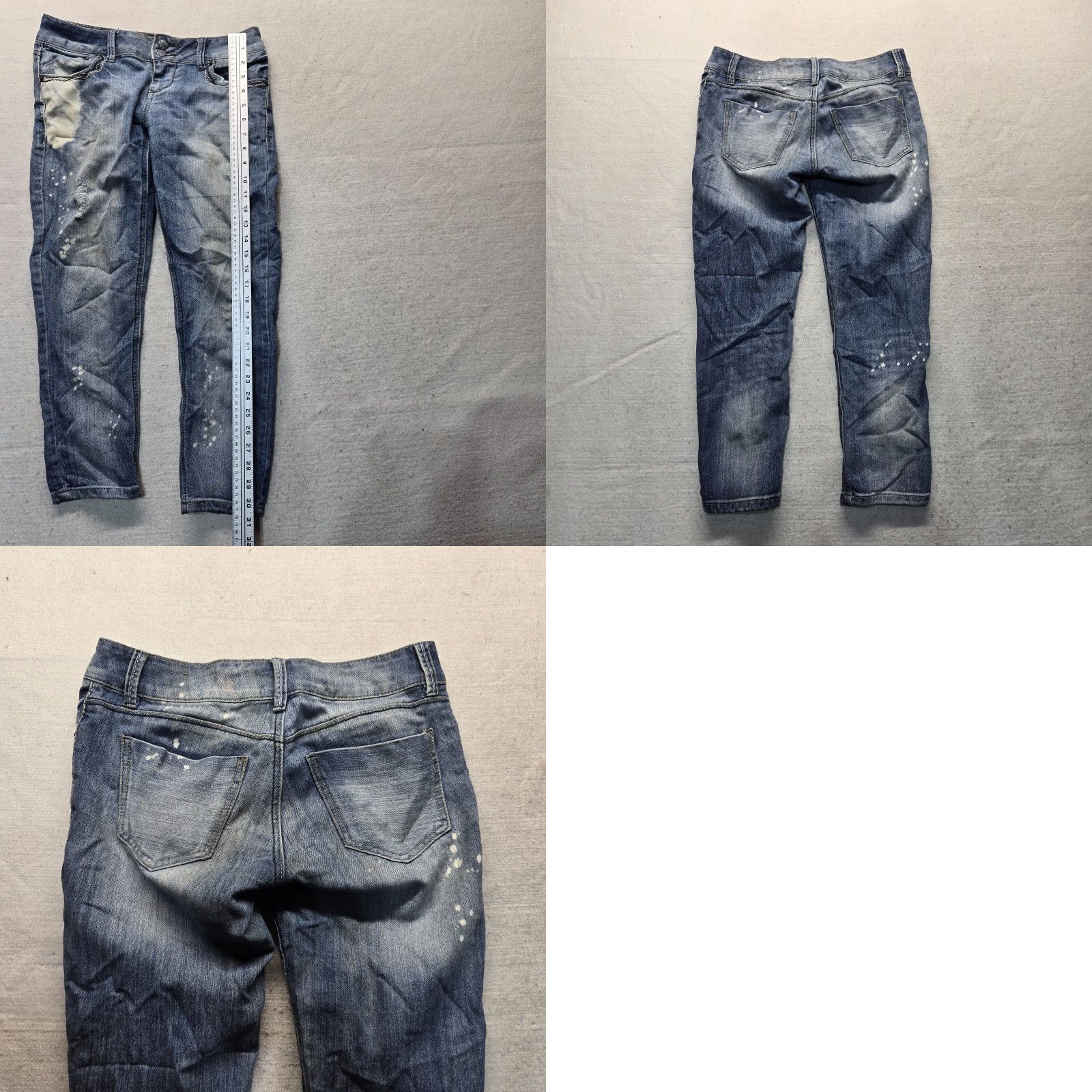 Vintage Rue 21 Jeans Capri Blue Distressed Embroidered Pockets Denim Stretch Button Low Rise Size 6 Women’s Size 28" / US 6 / IT 42 - 8 Thumbnail