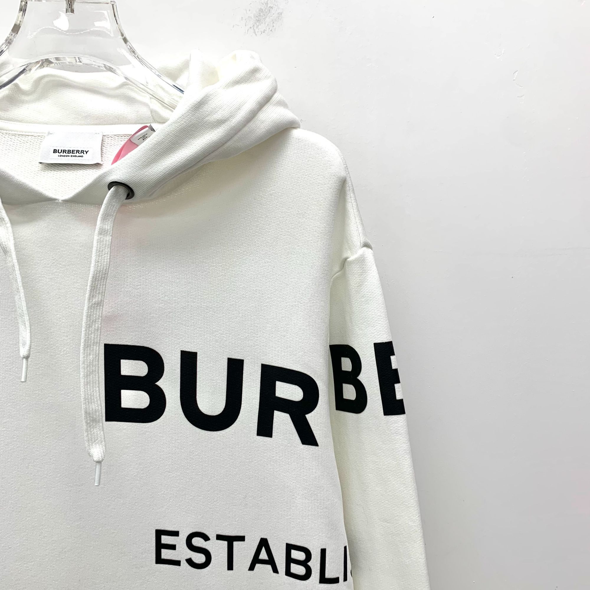 Burberry Burberry White Logo Print Hooded Cotton Sweatshirt XS Long S Size XS / US 0-2 / IT 36-38 - 6 Thumbnail