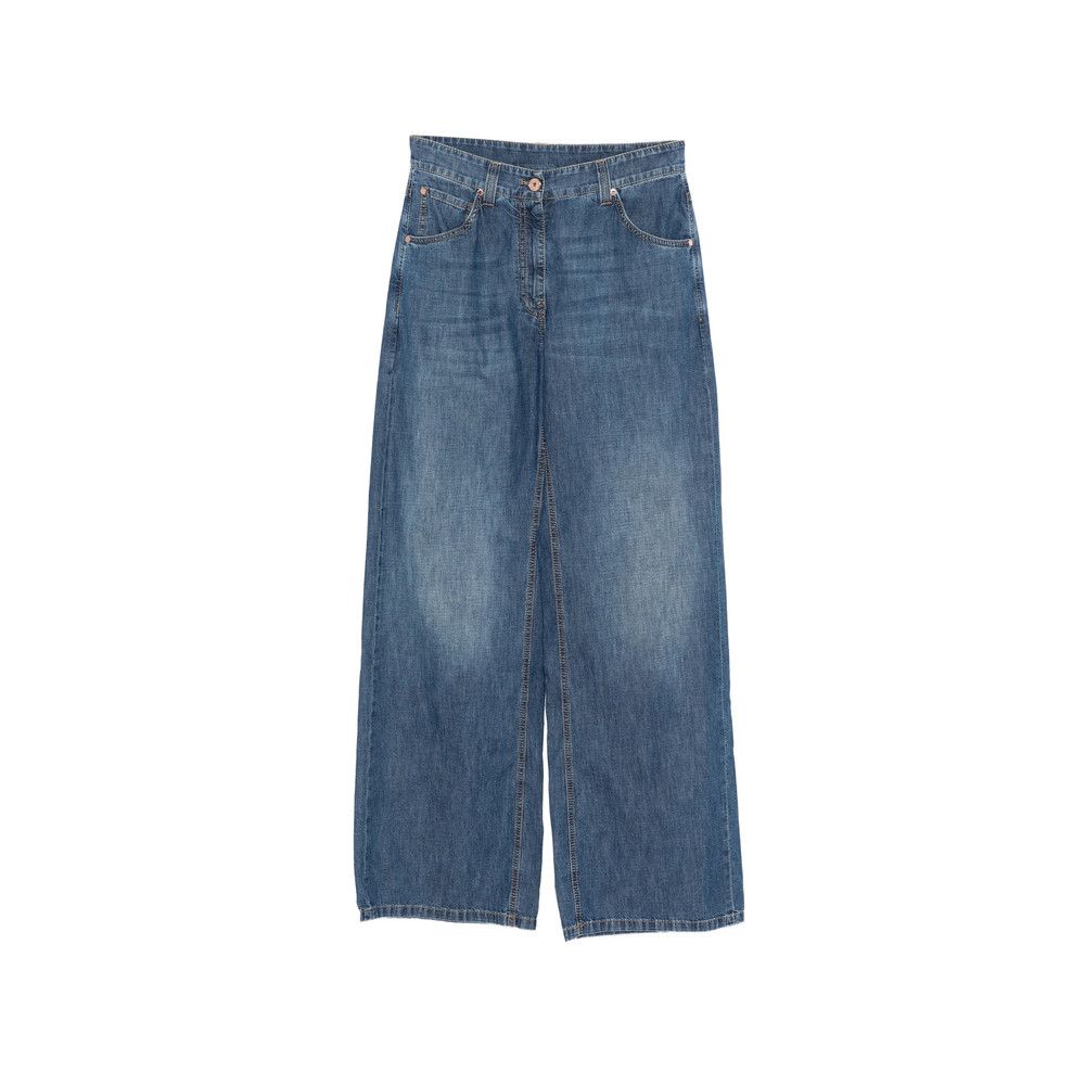 Brunello Cucinelli Brunello Cucinelli BLUE Denim - Wide-Leg Jeans Size 28" / US 6 / IT 42 - 1 Thumbnail