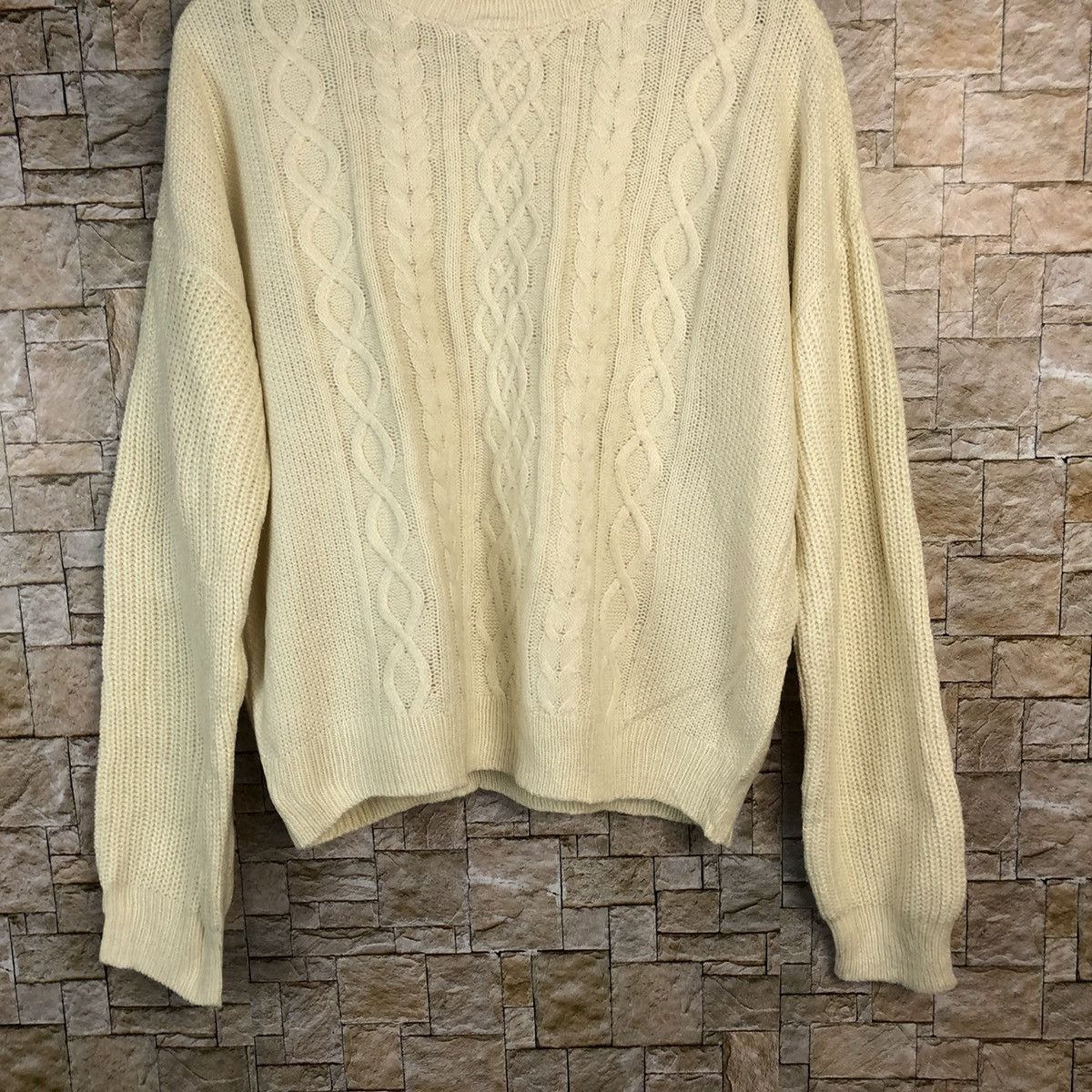 Aran Isles Knitwear × GU × Homespun Knitwear GU White aran isle cable Knitwear #A842 Size US L / EU 52-54 / 3 - 3 Thumbnail
