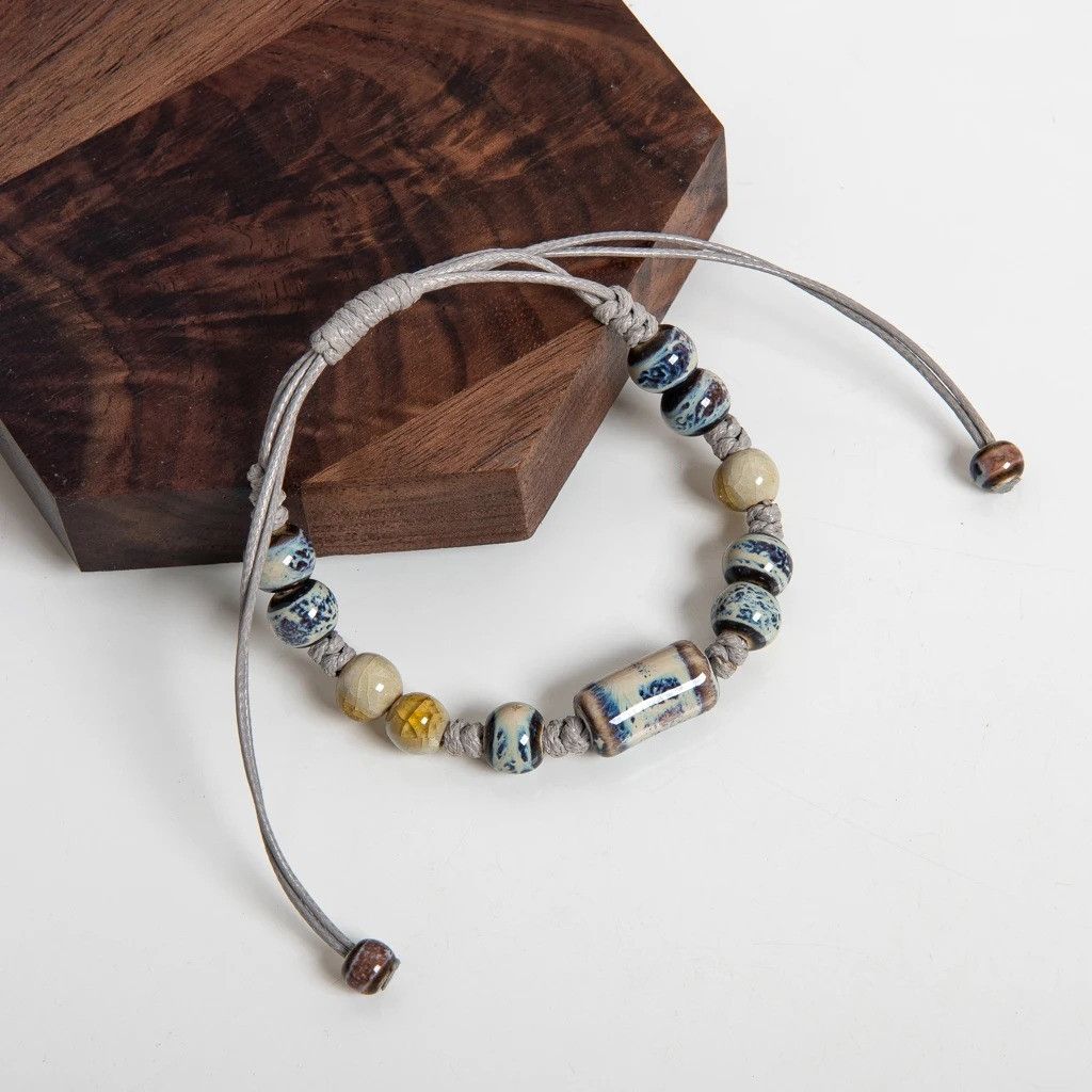 Handmade Tube Bead Ceramic Bracelet Jewelry Gift For Her Size ONE SIZE - 5 Thumbnail