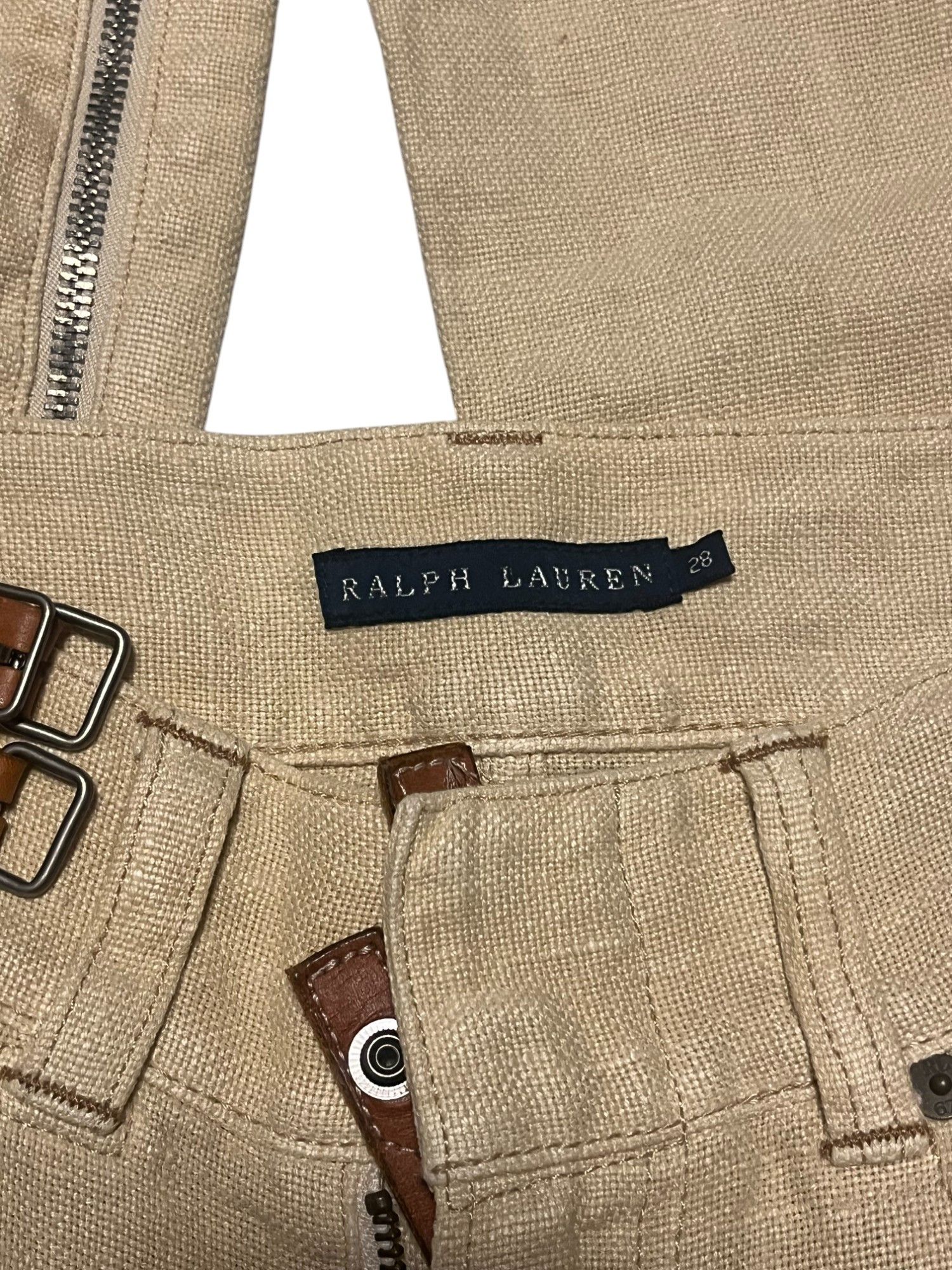 Ralph Lauren Early 00's Beige Belted Linen Pants Size US 28 / EU 44 - 10 Thumbnail