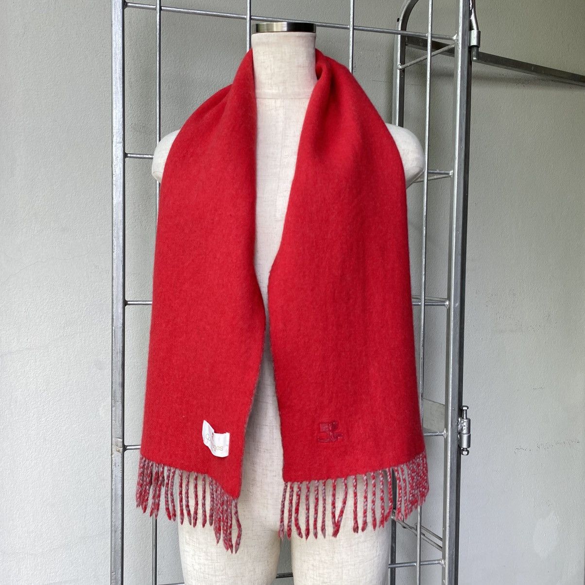 Courreges COURREGES Red & Grey 100% Wool Scarf Size ONE SIZE - 9 Thumbnail
