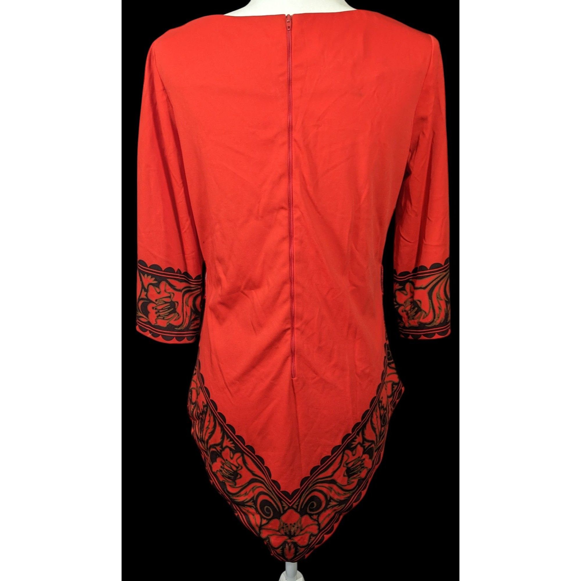 Other Vintage 70s Miss Shaheen Red And Black Gothic Tunic Size 12 Size XL / US 12-14 / IT 48-50 - 2 Thumbnail