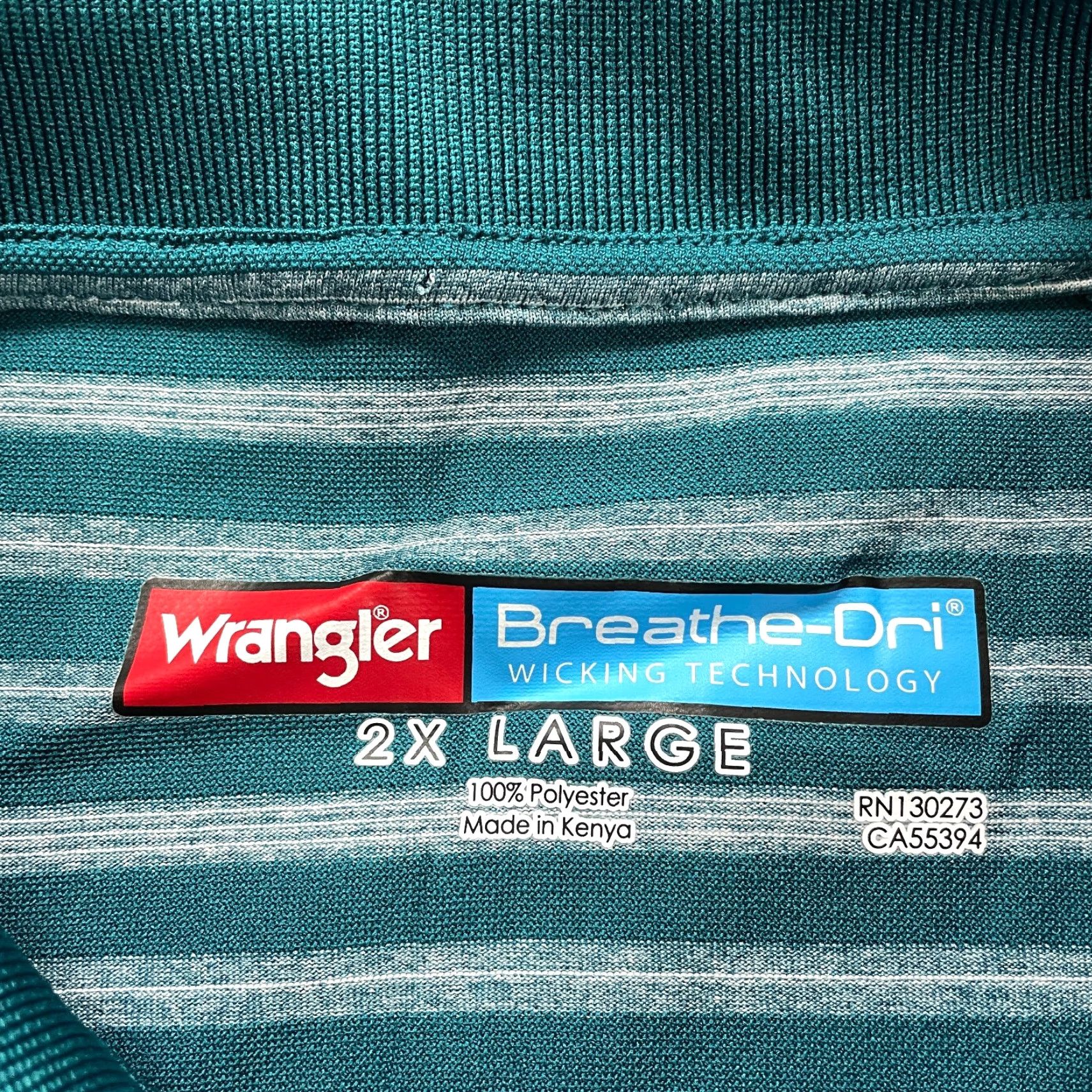 Wrangler Wrangler Breathe Dri Polo Shirt Mens 2XL Green Striped Short Sleeve Active Golf Size US XXL / EU 58 / 5 - 5 Thumbnail