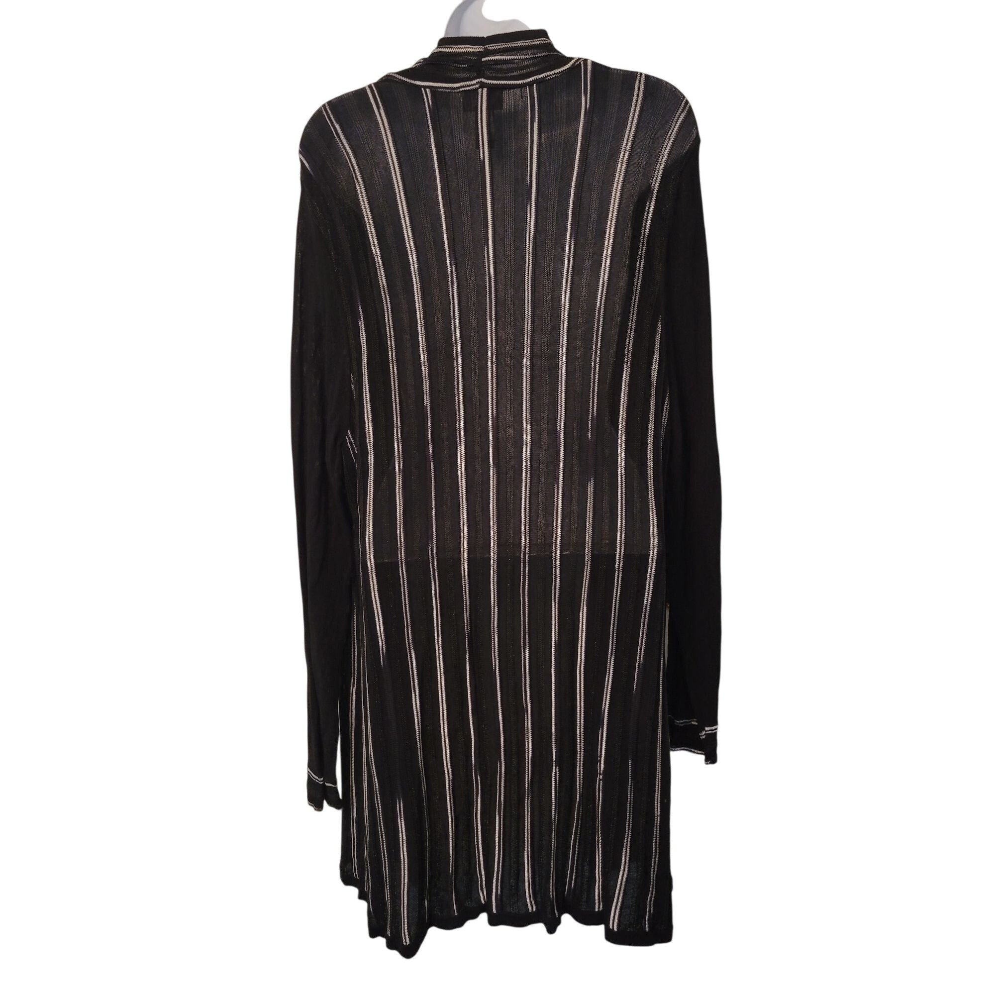 Chicos Chicos Travelers 2 Black Stripe Open Front Long Duster Cardi Size L / US 10 / IT 46 - 3 Thumbnail