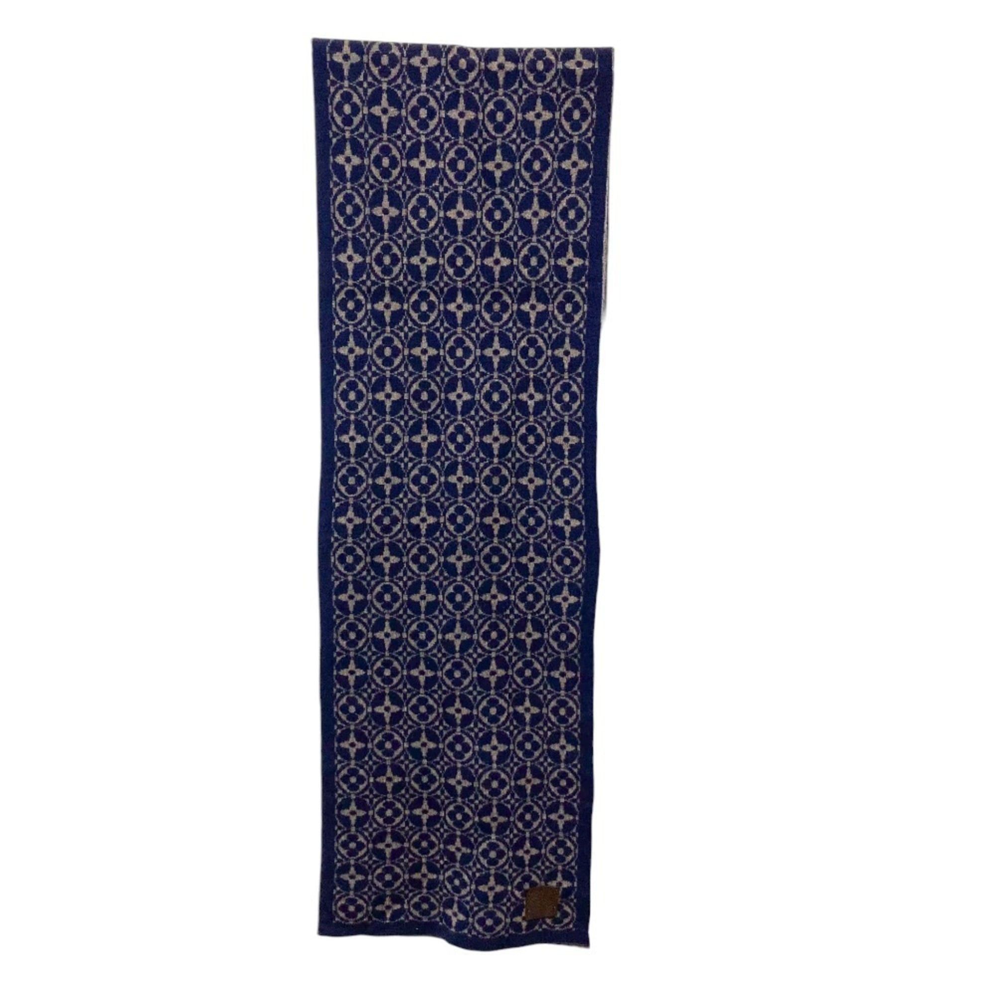 Louis Vuitton LOUIS VUITTON Monogram Echarpeski Scarf in Navy and Brown for Men Women Size ONE SIZE - 1 Thumbnail