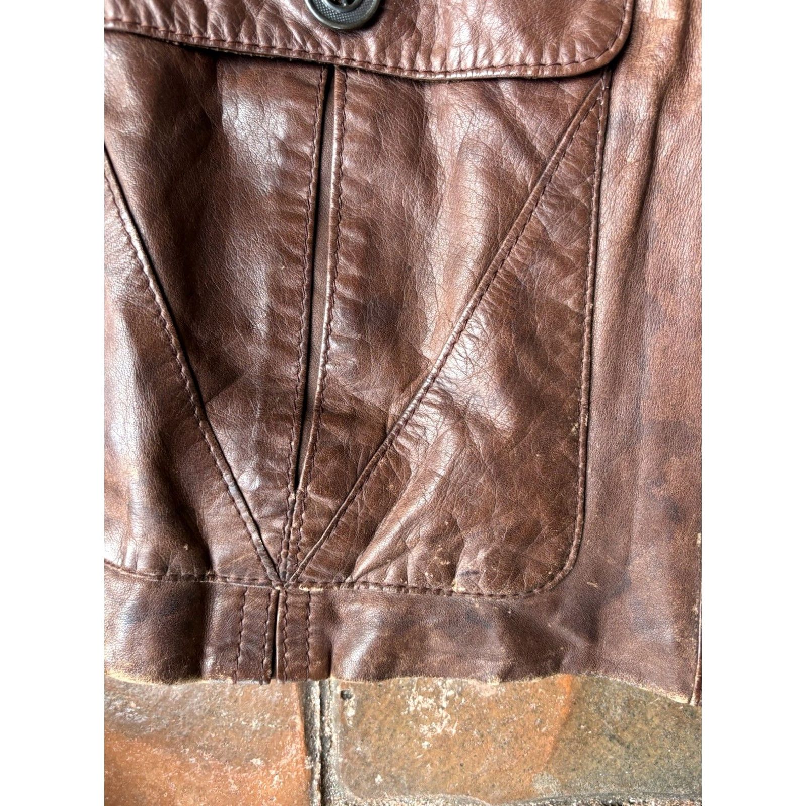 Vintage VINTAGE Chess King Leather Jacket Jacket 40 Red Full Zip Mens Size US XXS / EU 40 - 6 Thumbnail