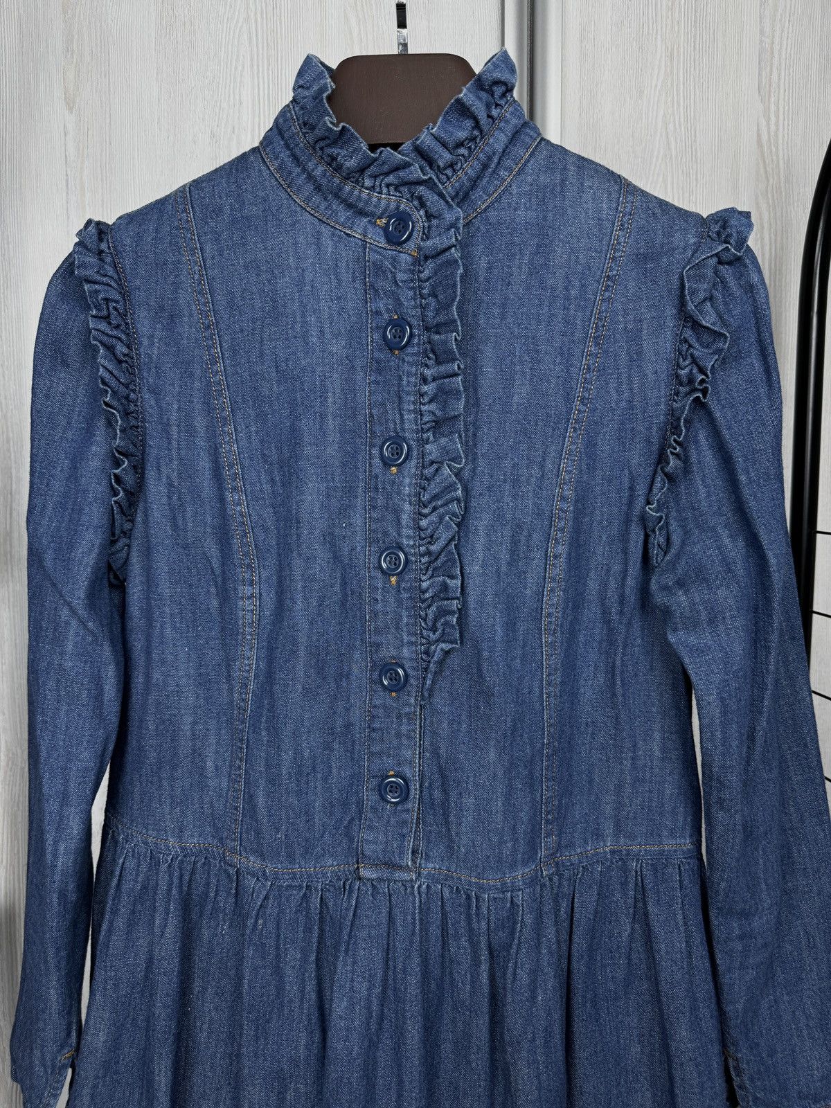 See by Chloe SEE BY CHLOÉ Ruffled Trimmed Denim Mini Dress sz 38 Size XS / US 0-2 / IT 36-38 - 3 Thumbnail