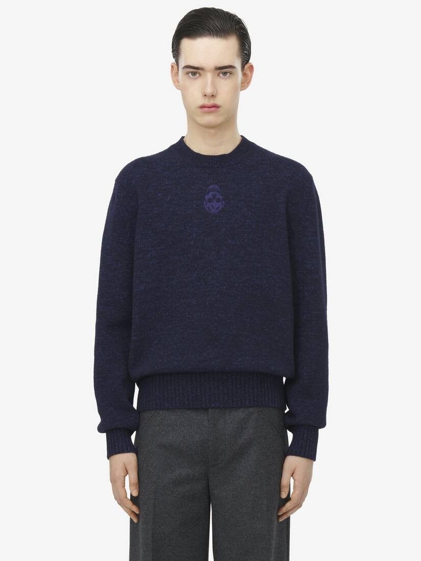 Alexander McQueen o1srvl11e0226 Skull Sweater In Navy Size US S / EU 44-46 / 1 - 2 Thumbnail
