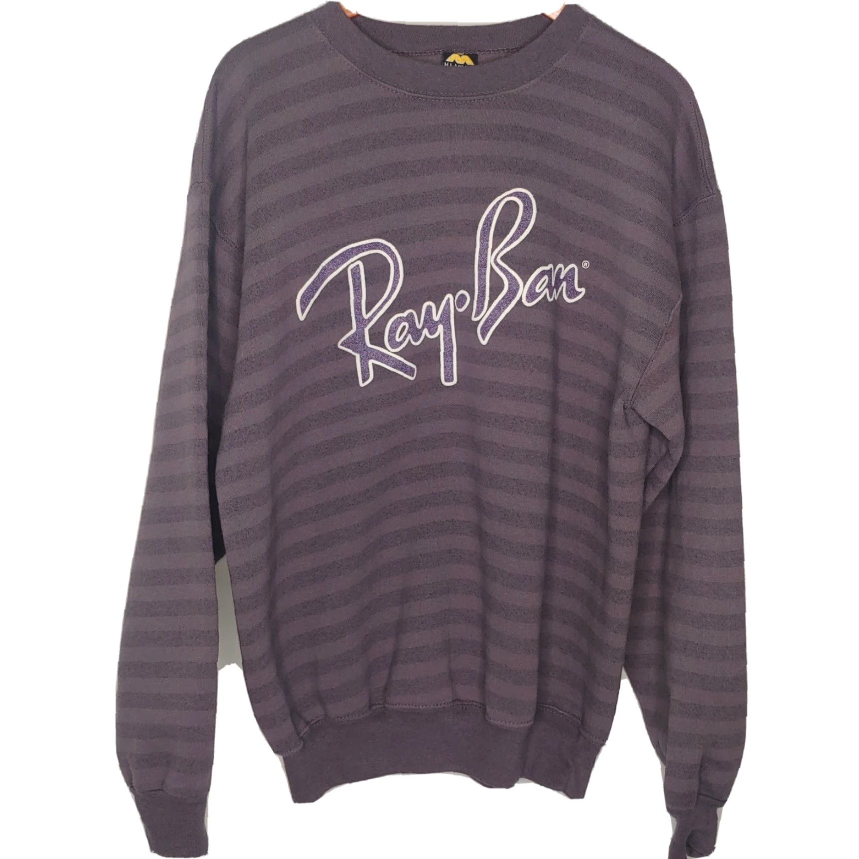 Vintage VINTAGE Ray Ban Sweatshirt XL Striped Purple HL Miller 1990s Retro Crew Neck Mens Size US XL / EU 56 / 4 - 2 Thumbnail