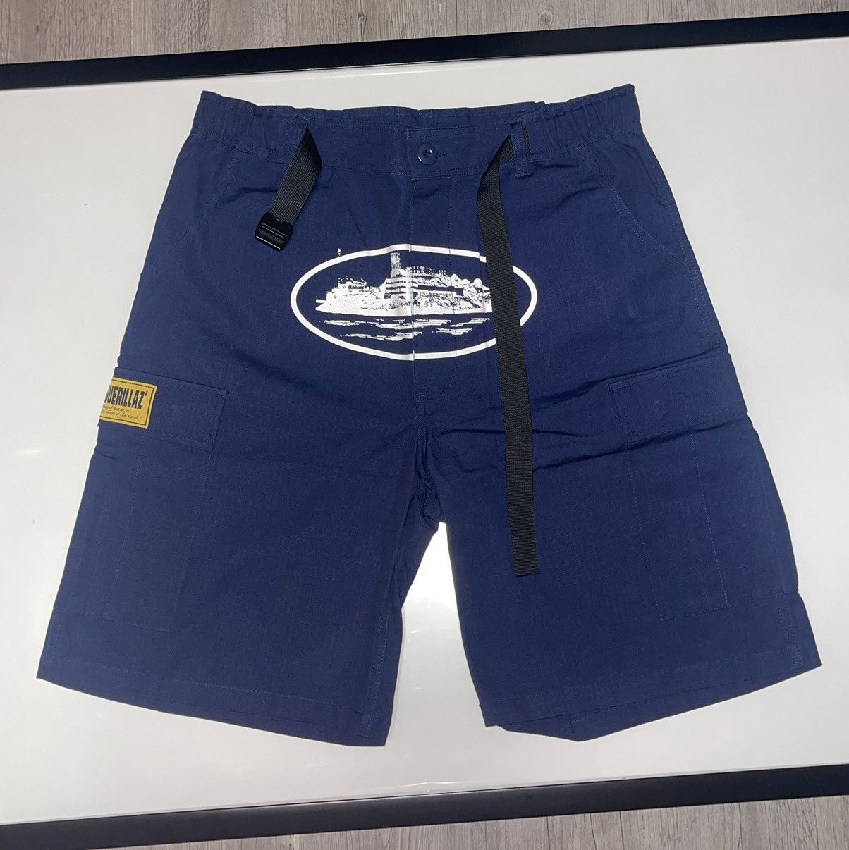 Corteiz Alcatraz Cargo Shorts Navy