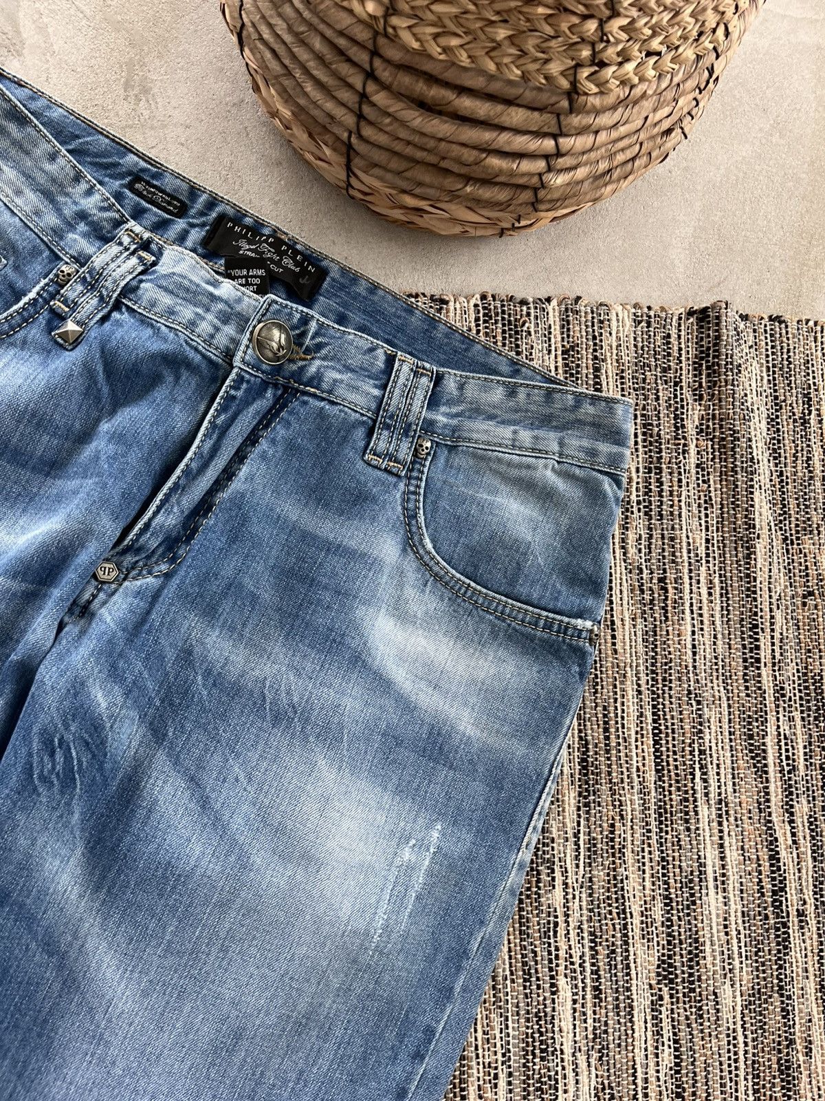 Philipp Plein New Philipp Plein Jeans Light Blue denim Distressed Wide Y2K Size US 36 / EU 52 - 8 Thumbnail