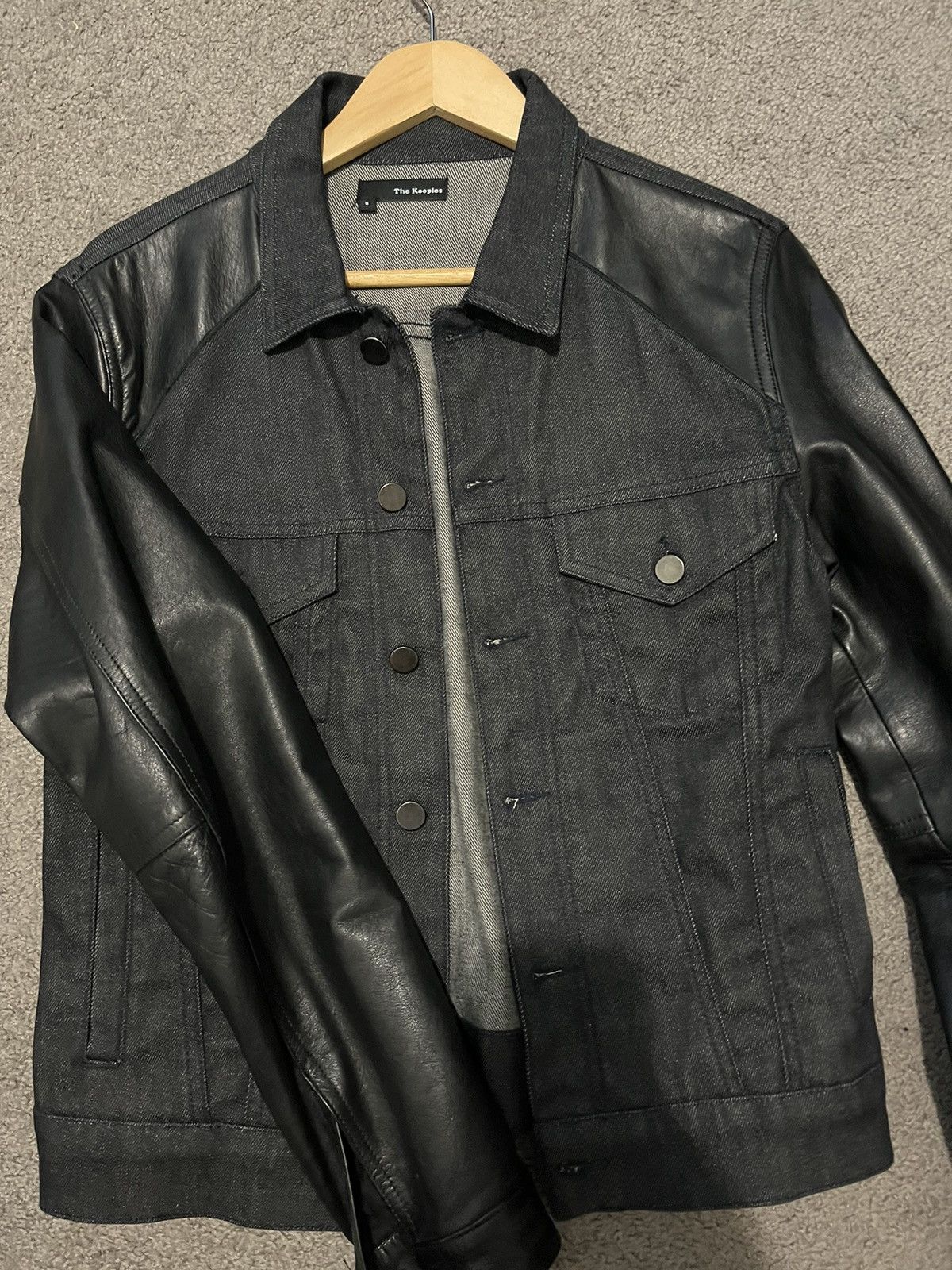 The Kooples The Kooples Leather Sleeve Trucker Jacket Size US S / EU 44-46 / 1 - 6 Thumbnail