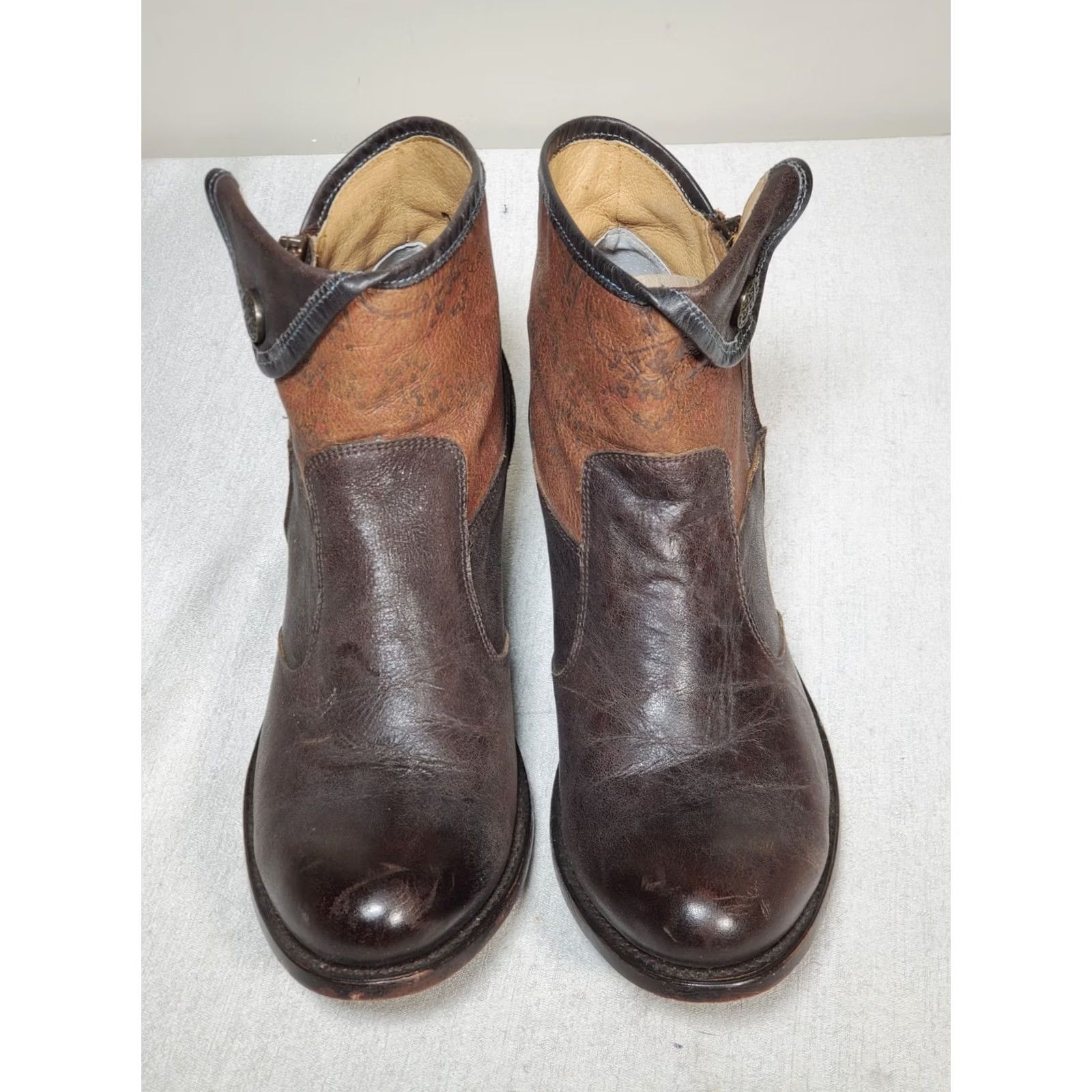 Vintage J.B. Dillon Western Ankle Boots Outside Zip JBW1801 Brown Leather Women's US 10 B Size US 10 / IT 40 - 7 Thumbnail