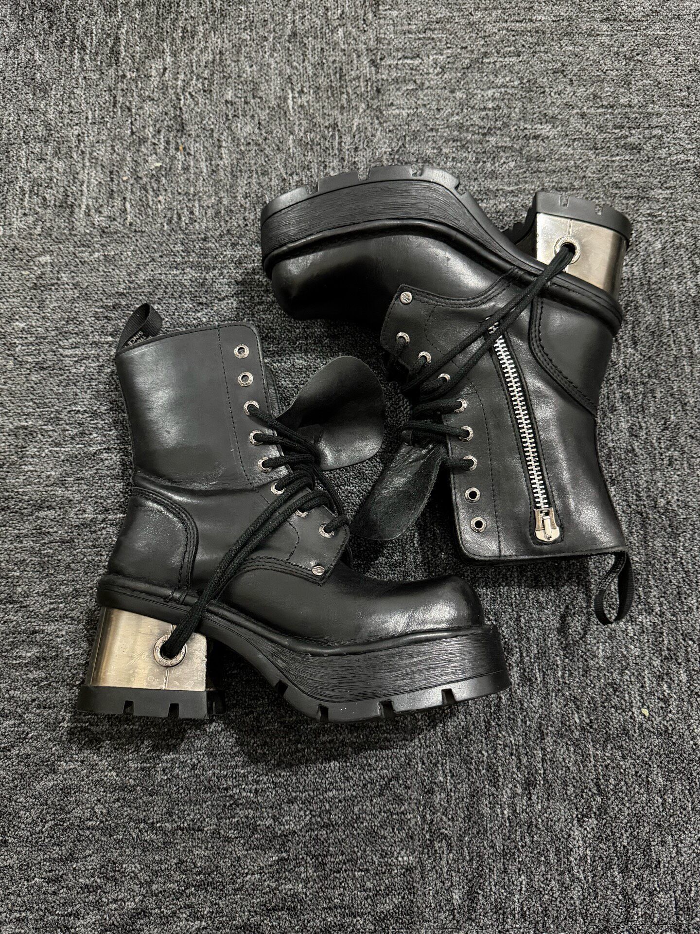 New Rock NewRock High-Top Leather Platform Boots Size US 7 / IT 37 - 1 Thumbnail