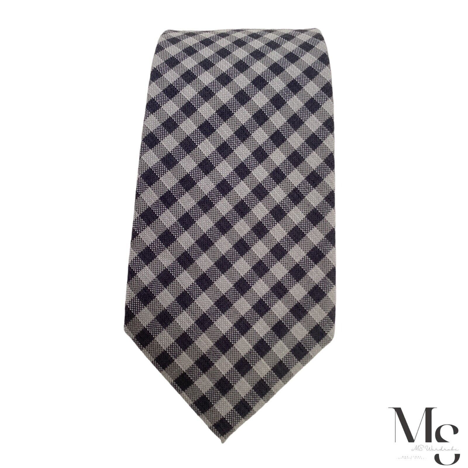 Jones New York JONES NEW YORK 7Fold Gray Plaids & Cheks Wool Blend Tie Size ONE SIZE - 3 Thumbnail