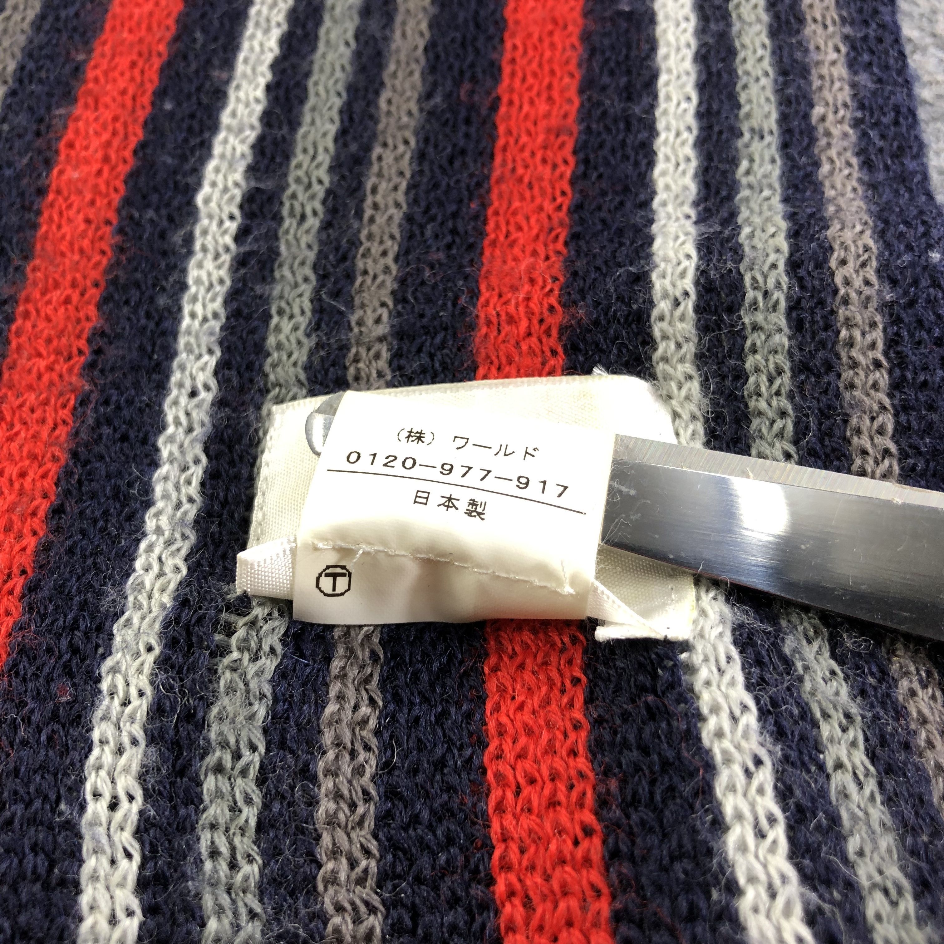 Takeo Kikuchi Takeo Kikuchi Striped Knit Wool Scarf Muffler V1859 Size ONE SIZE - 5 Thumbnail
