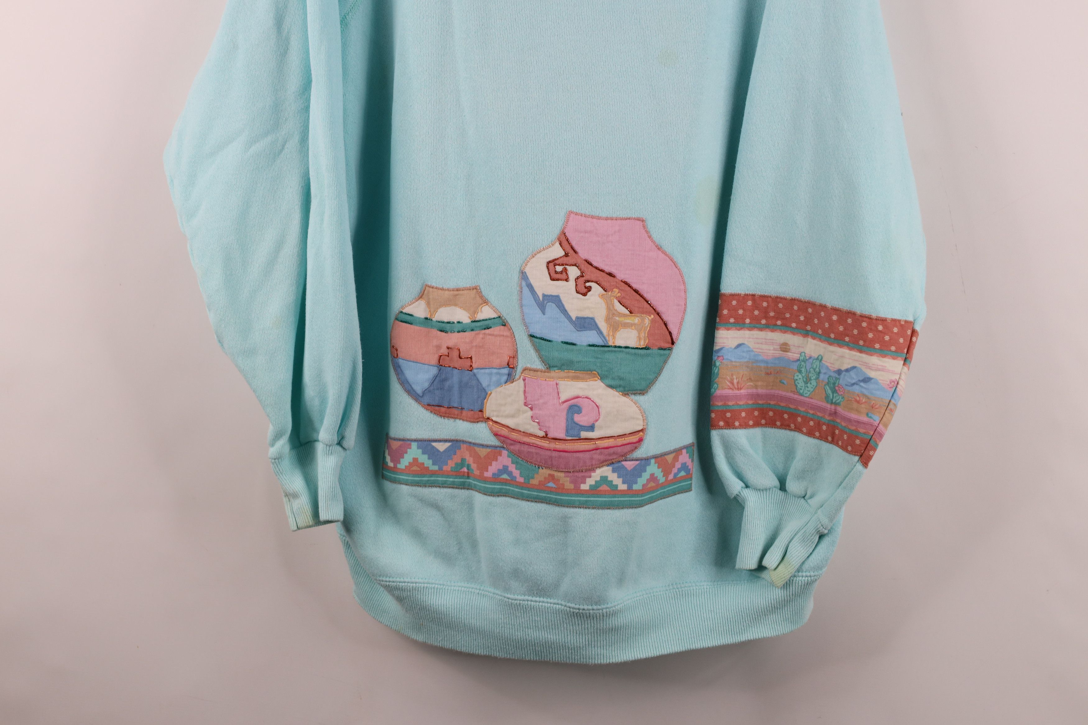 Vintage Vintage 80s 90s Streetwear Pottery Sweatshirt Blue USA Size XL / US 12-14 / IT 48-50 - 3 Thumbnail
