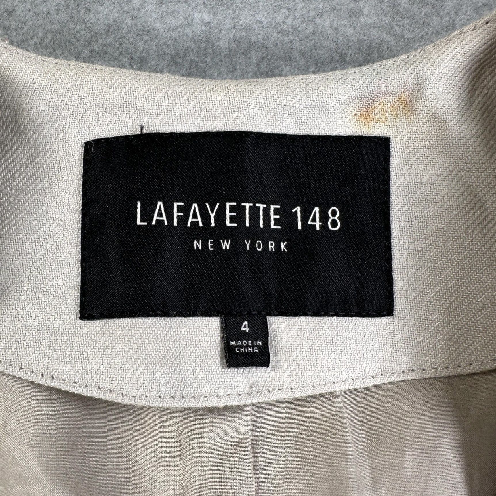 Vintage Lafayette 148 New York Leather Jacket Womens 4 Beige Collarless Zip Linen Shirt Size S / US 4 / IT 40 - 3 Thumbnail