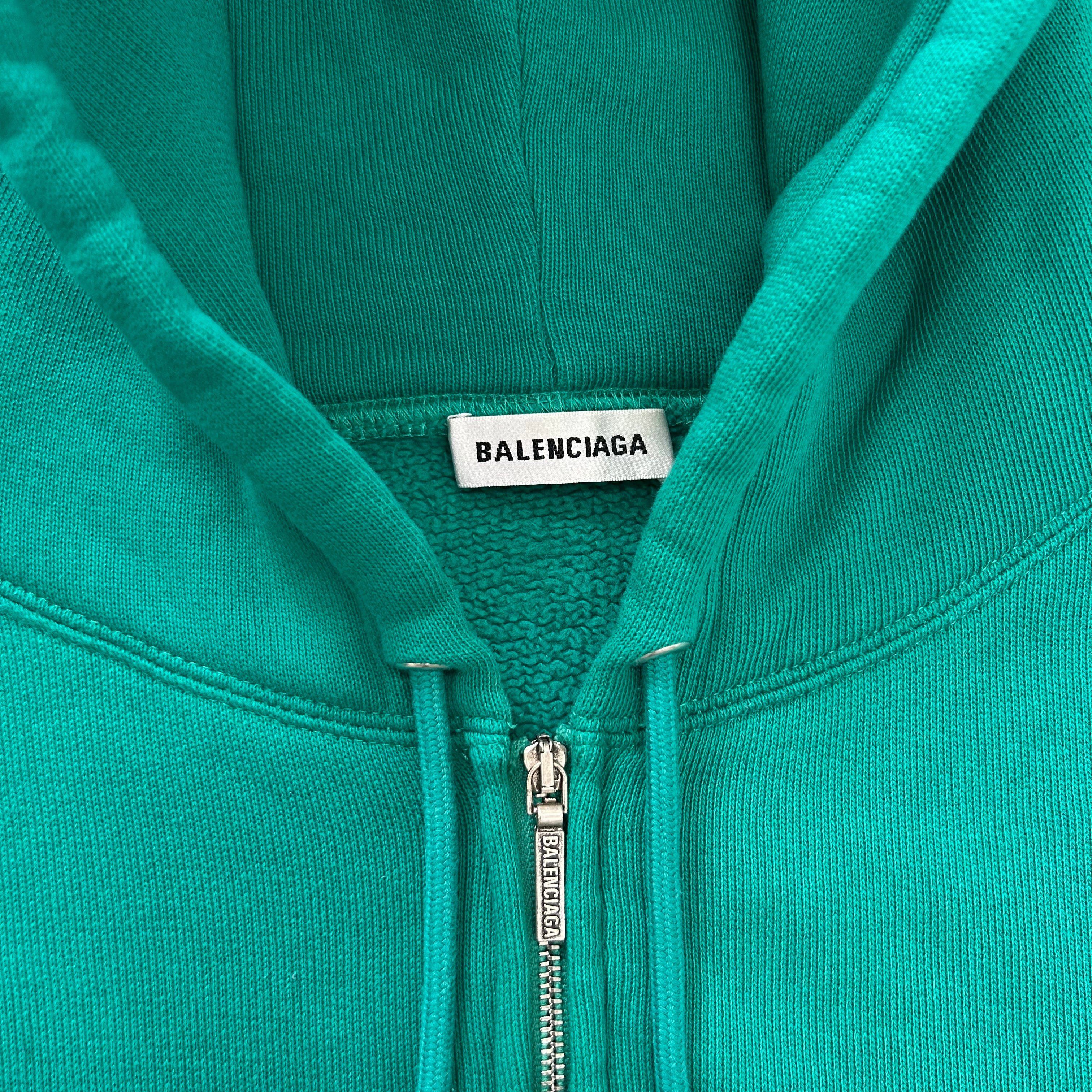 Balenciaga Balenciaga 2018 Cropped "I Love Techno" Green Zip Hoodie Size XS / US 0-2 / IT 36-38 - 6 Thumbnail
