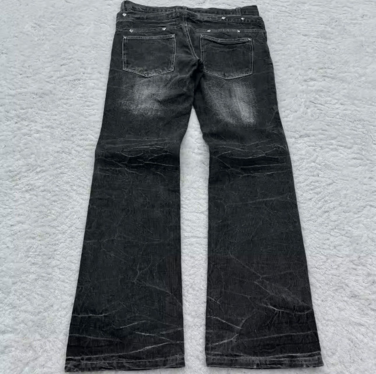 Jean Washed Black Design Vintage Style Distressed Hole Jeans Y2k Size US 30 / EU 46 - 5 Thumbnail