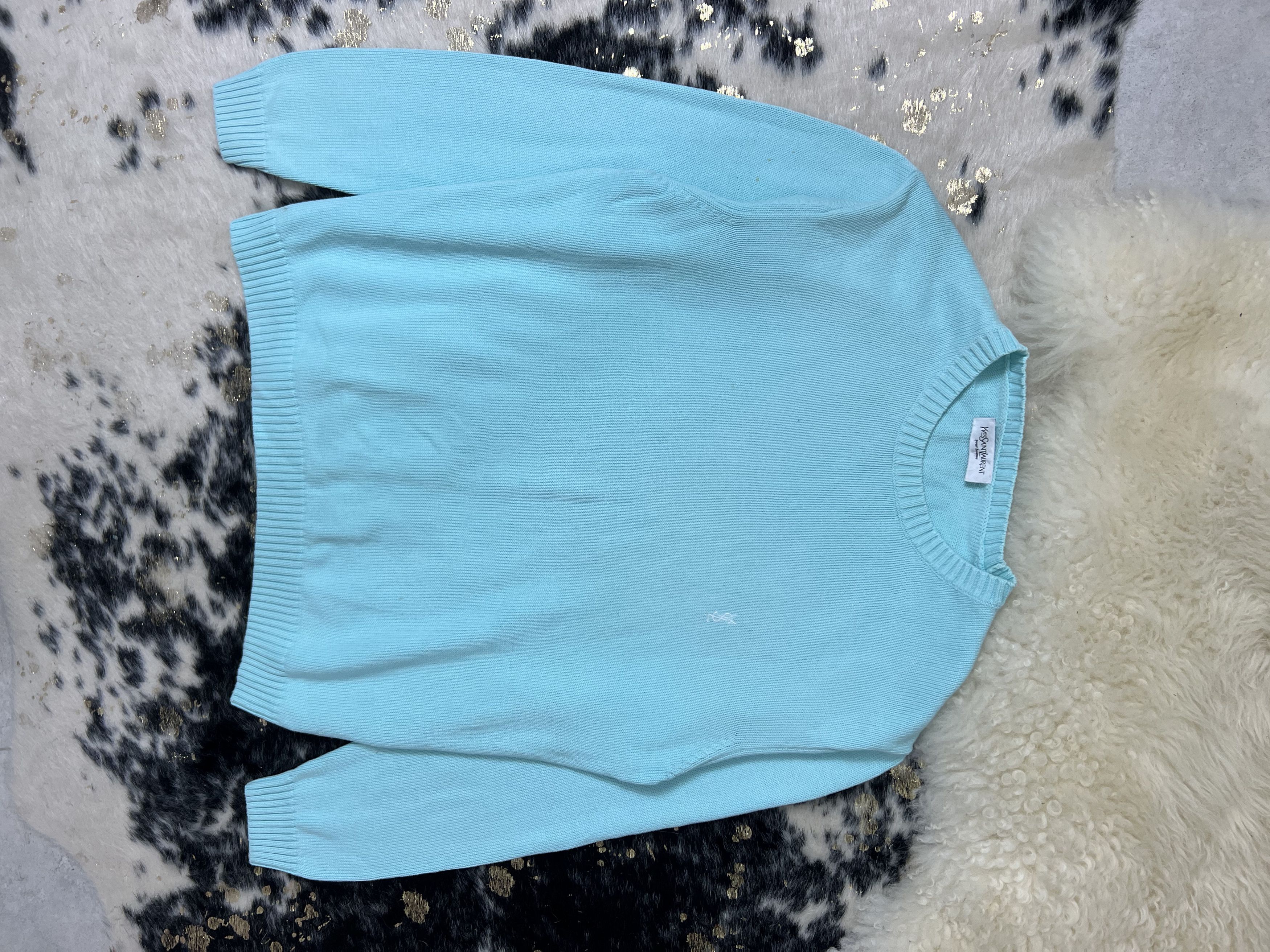 Vintage Yves Saint Laurent Baby Blue Sweater