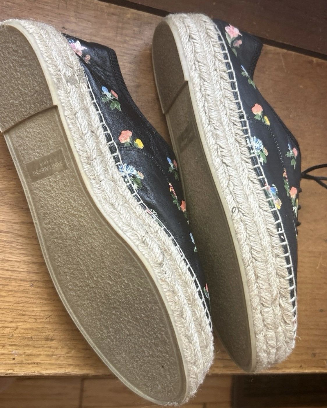 Yves Saint Laurent Saint Laurent Paris Floral Espadrille Lace-Up Flats Size US 9.5 / IT 39.5 - 5 Thumbnail