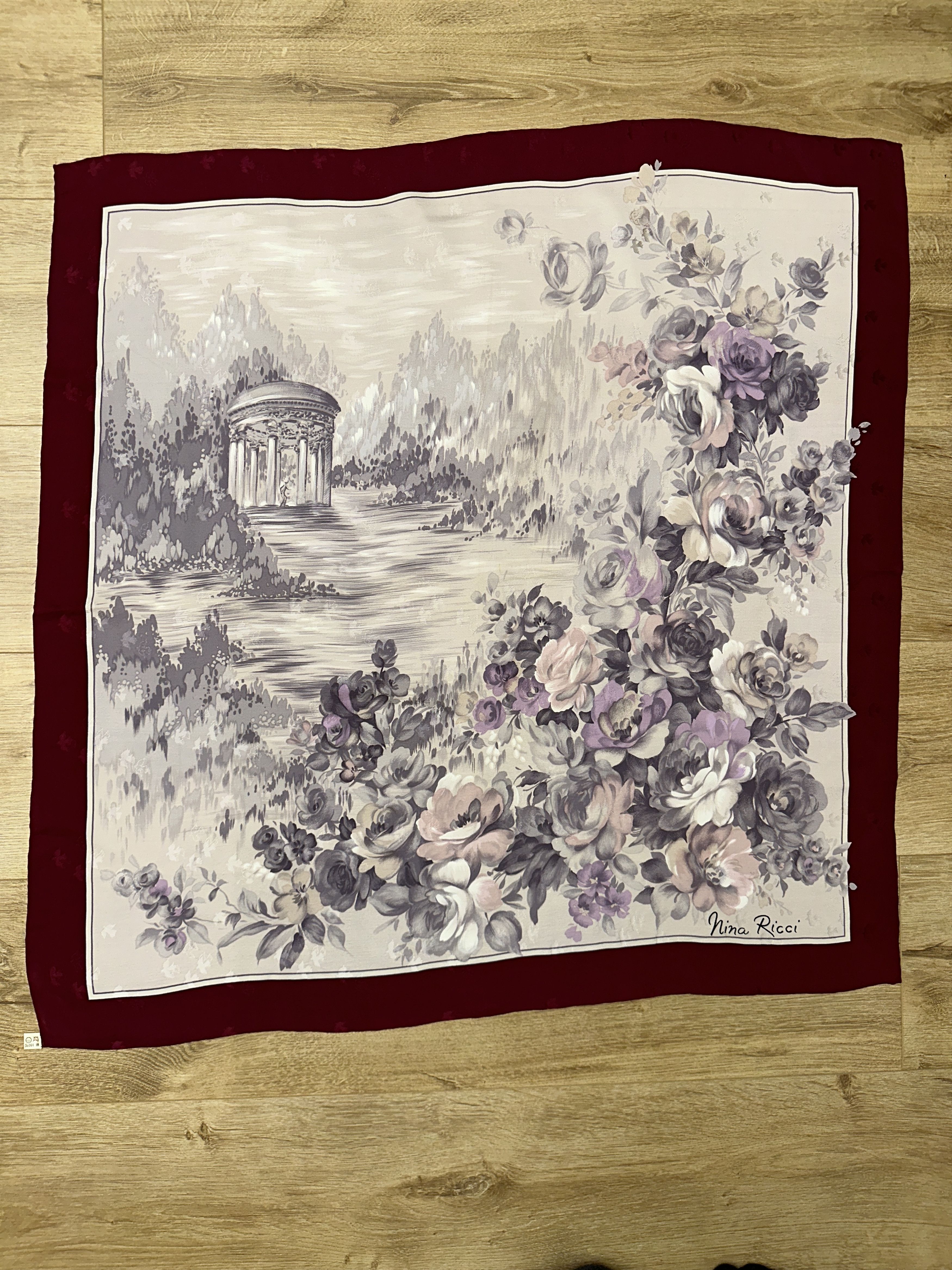 Nina Ricci Nina Ricci Floral Silk Scarf Temple Rose Border 75 x 75 cm Size ONE SIZE - 5 Thumbnail