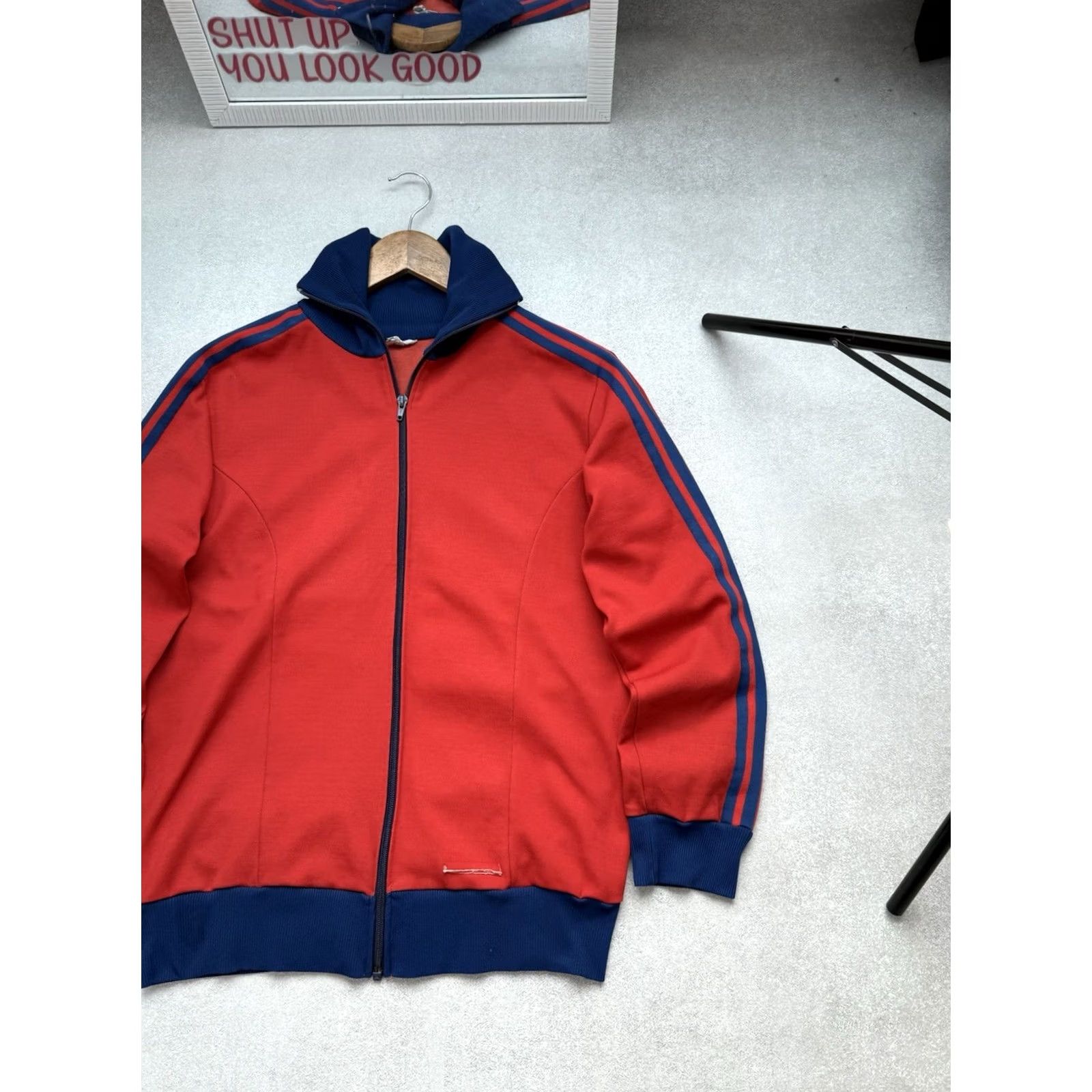 Adidas VINTAGE Adidas West Germany Track Jacket Red Mens M-L Zip Pockets 80s Sports Full Zip Wool? Size US M / EU 48-50 / 2 - 4 Thumbnail