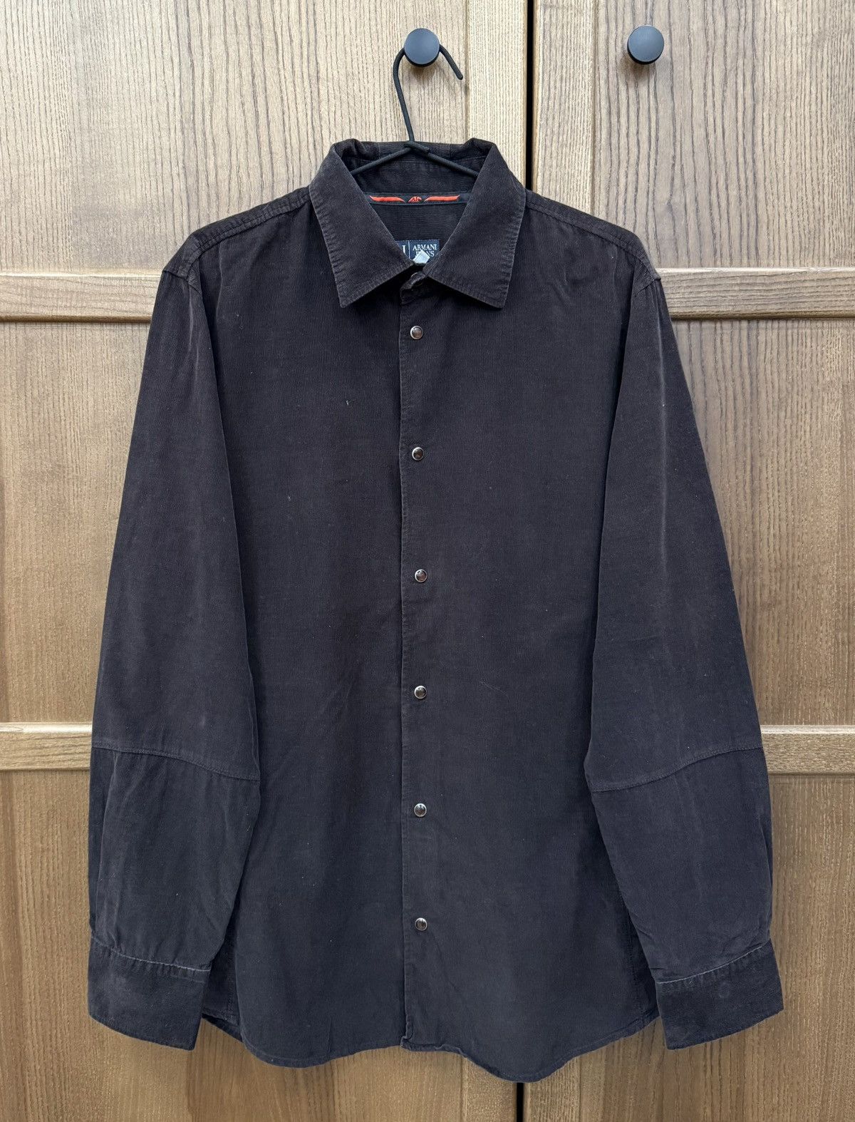 Armani Armani Jeans Dark Brown Velvet Button Up Shirt Size US XL / EU 56 / 4 - 1 Thumbnail