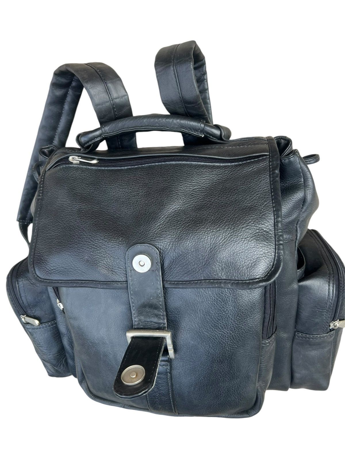 Leather Vintage PIEL Hand Made All Leather Black Backpack Bag Size ONE SIZE - 9 Thumbnail