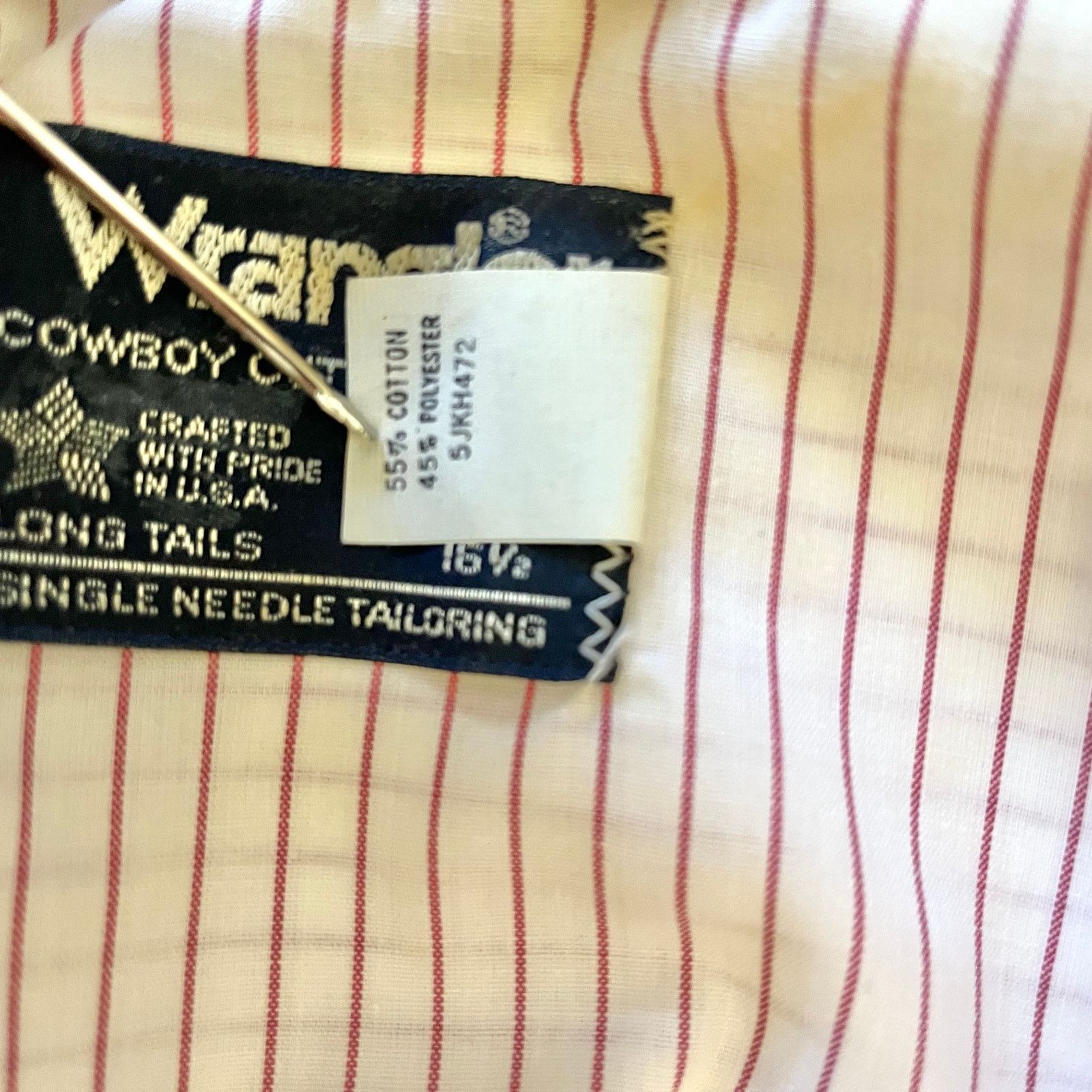 Vintage × Wrangler Vintage Wrangler White Striped Cowboy Cut Long Tails Shirt Size US XL / EU 56 / 4 - 4 Thumbnail