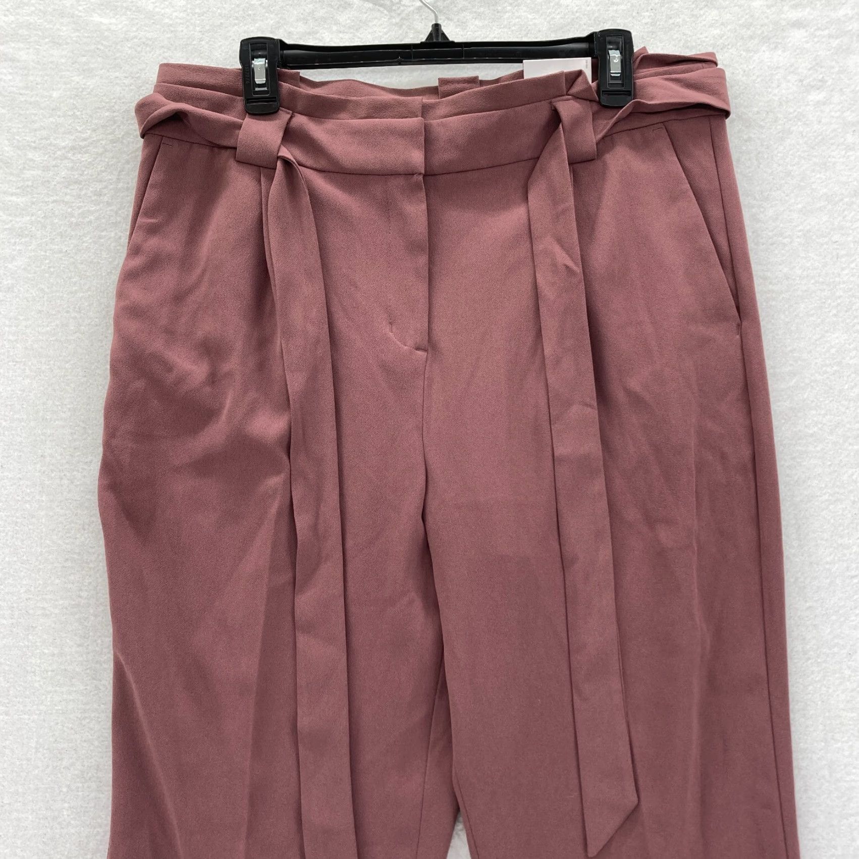 Express EXPRESS Paperbag Pants Women's 12 Red Stretch Fabric High Rise Ankle Tie Waist Size 34" / US 12 / IT 48 - 2 Thumbnail
