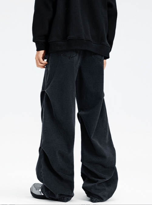 Japanese Brand American patchwork all-match straight black cargo jeans Size US 33 - 4 Thumbnail