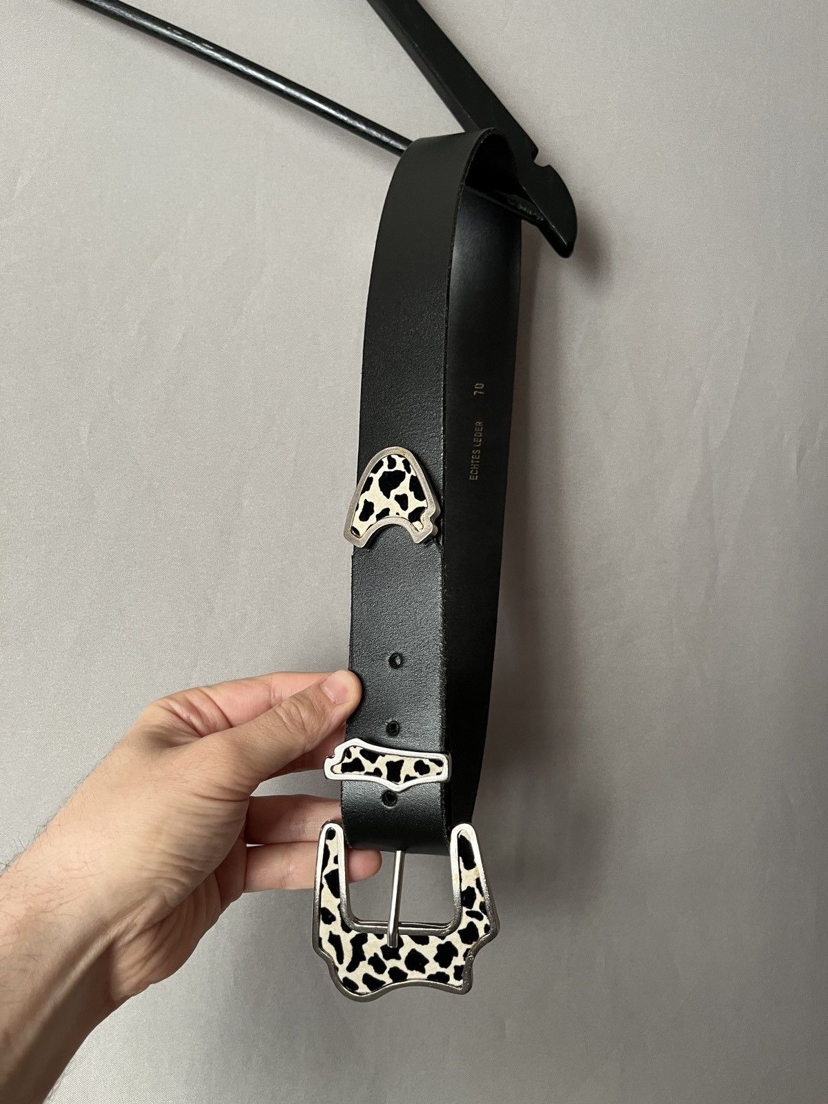 Cowboy Equipment × Vintage Cow Hair Pattern Dalmatian Cowboy Avant Garde Leather Belt Size ONE SIZE - 11 Thumbnail