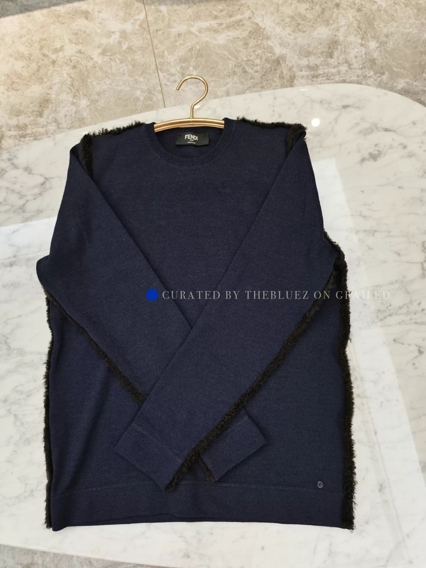 Fendi Navy Blue Wool/Silk/Cashmere Sweater Size US M / EU 48-50 / 2 - 1 Thumbnail