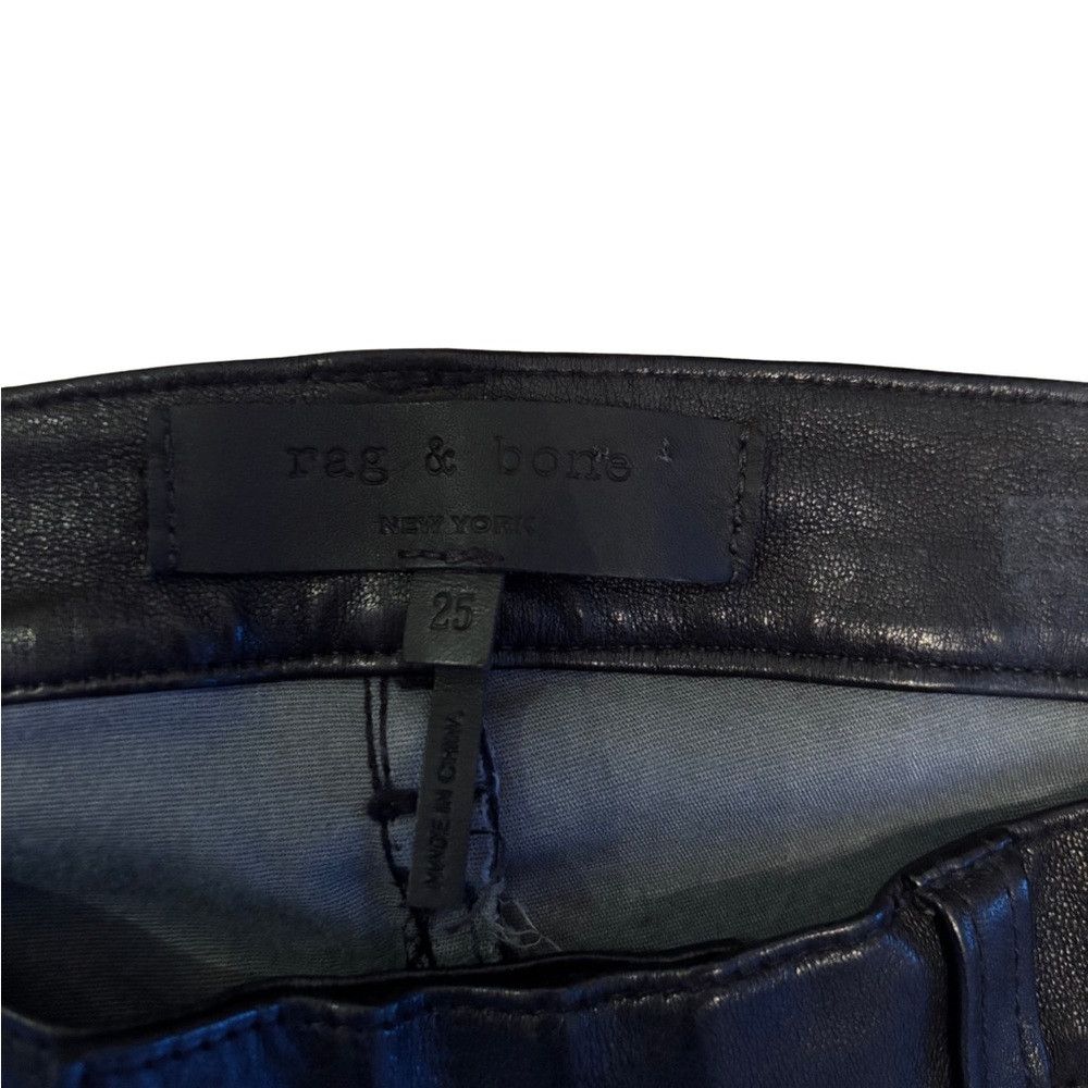 Rag & Bone Rag & Bone Black Leather Skinny Jeans with Zipper Finishes Size 25" / US 0 / IT 36 - 3 Thumbnail