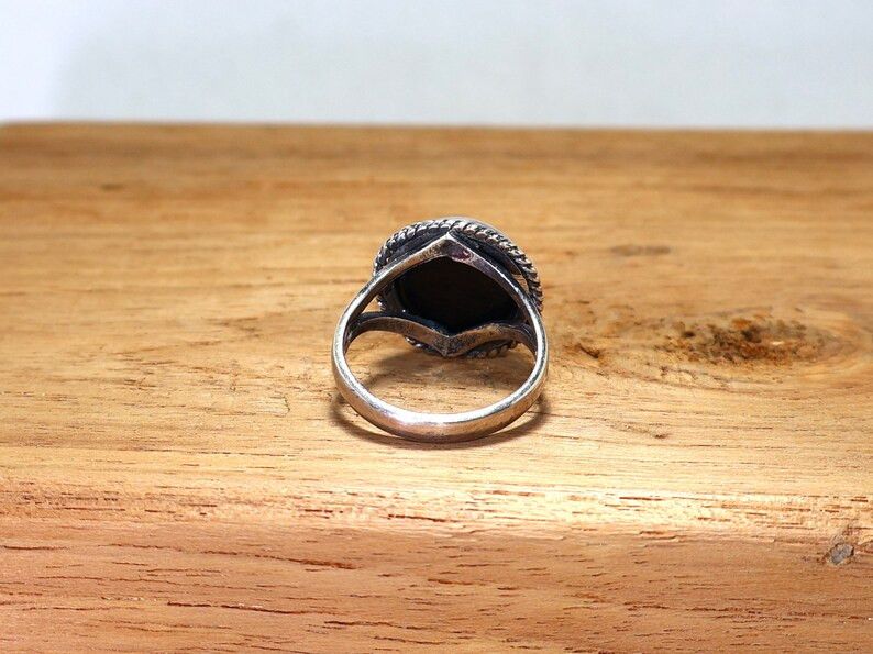 Handmade Black Onyx Ring: Handmade Sterling Silver Boho Promise Ring Size ONE SIZE - 7 Thumbnail