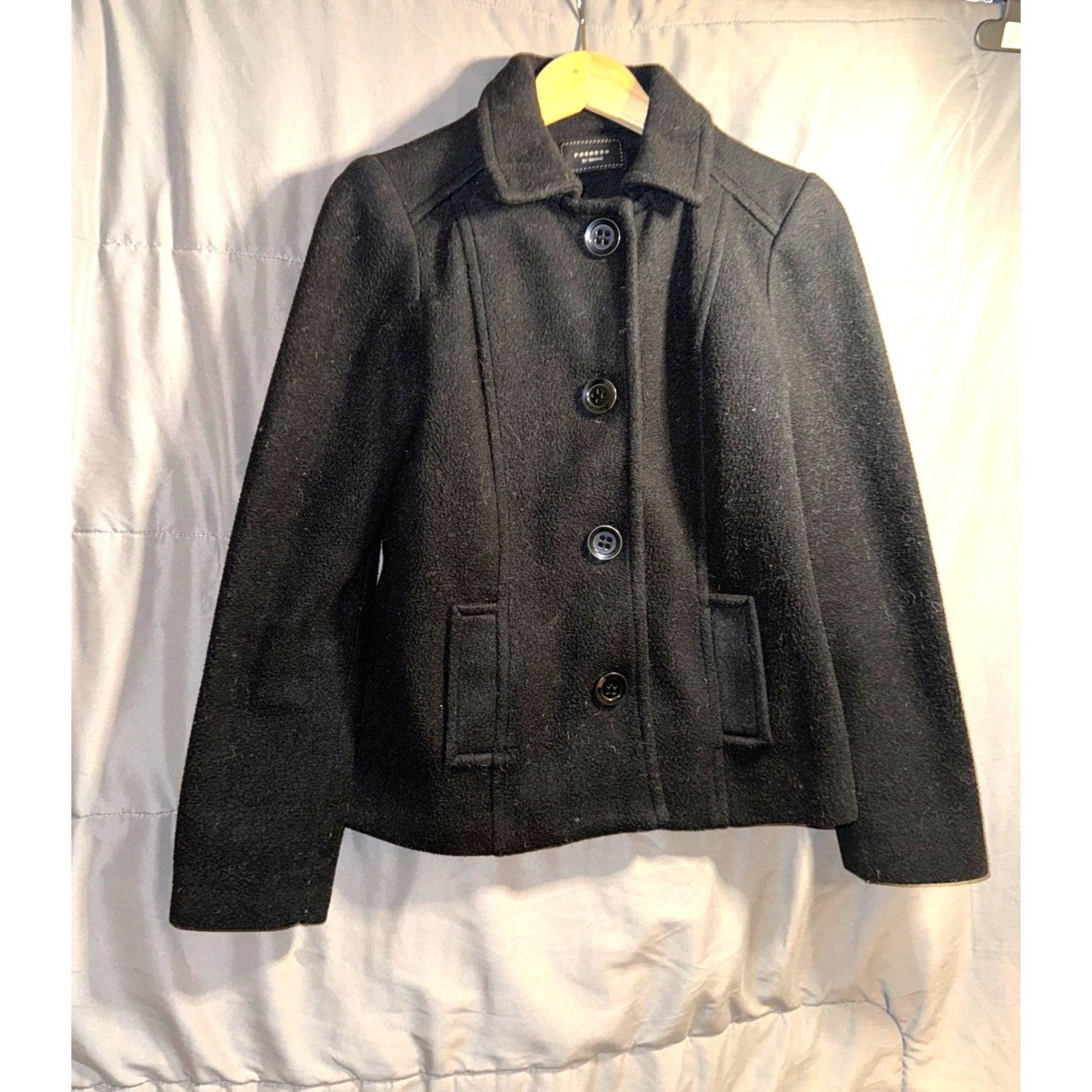 Other Rosette By Becool Women's Black Wool-Blend Peacoat Jacket Si Size S / US 4 / IT 40 - 1 Thumbnail