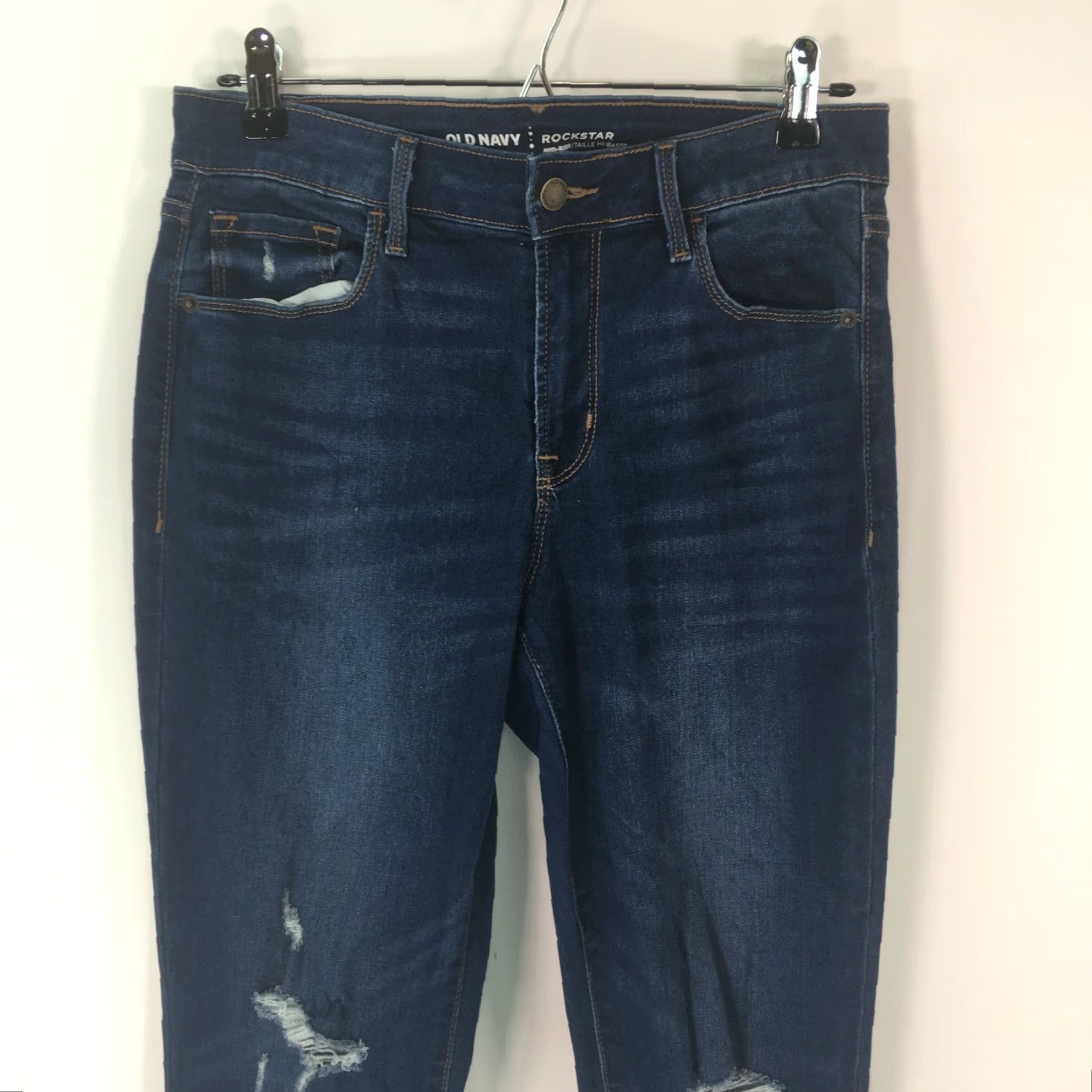 Old Navy Old Navy Womens Rockstar Mid Rise Flat Front Denim Blue Skinny Jeans Size 8 Size 30" / US 8 / IT 44 - 3 Thumbnail