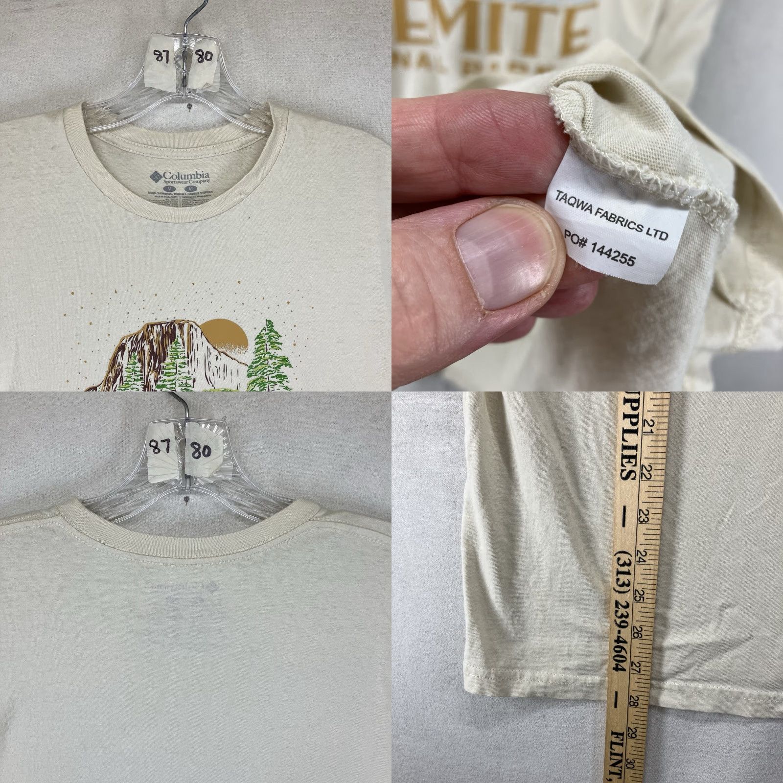 Vintage COLUMBIA Men's Medium Beige Graphic Print T-Shirt Yosemite National Park Outdoor Casual Short Sleeve Size US M / EU 48-50 / 2 - 8 Thumbnail