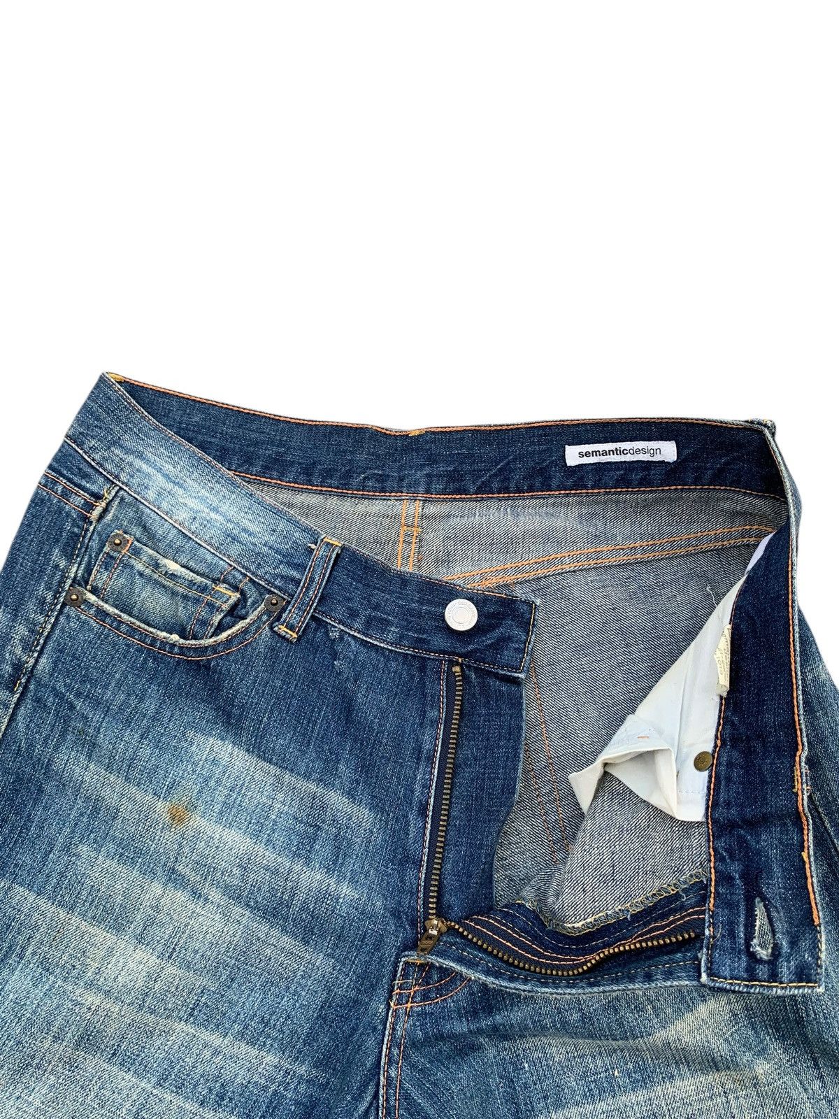 semanticdesign FLARE SEMANTIC DESIGN RUSTY JAPANESE DISTRESSED DENIM Size US 31 - 9 Thumbnail