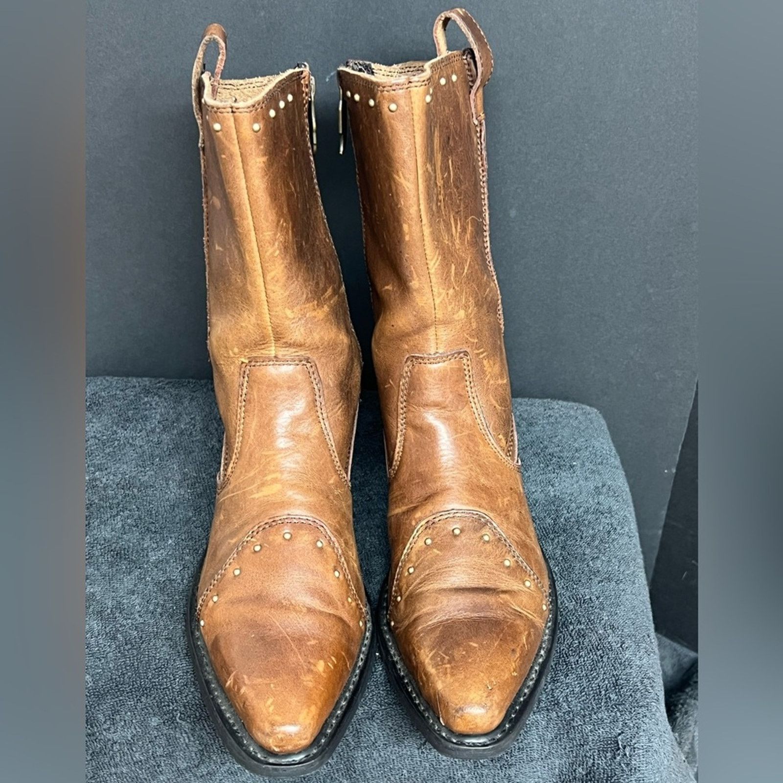 Harley Davidson Harley Davidson Boots Leather Mid Calf Studded Brown Caramel Size US 9 / IT 39 - 4 Thumbnail
