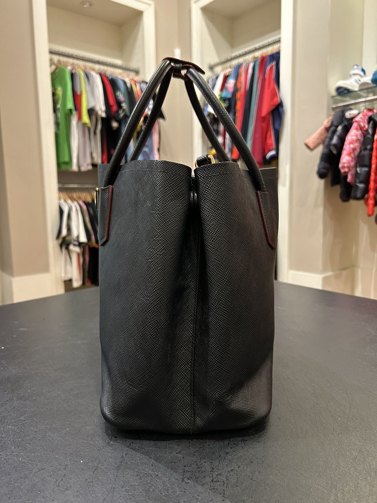 Prada Prada Saffiano Medium Leather Double Tote Bag Size ONE SIZE - 2 Thumbnail